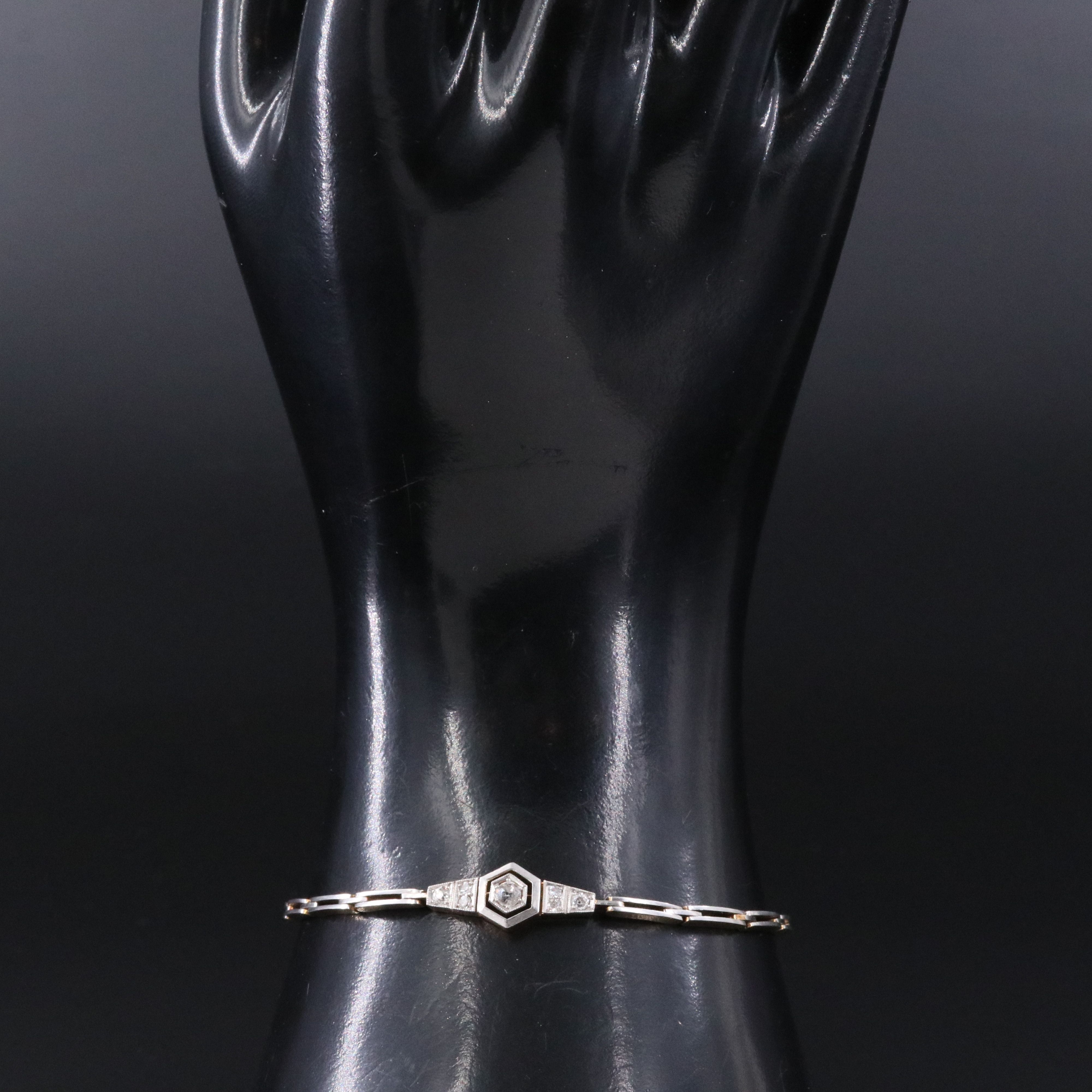 Art Deco 14K 0.25 CTW Diamond Bracelet with Platinum Tops