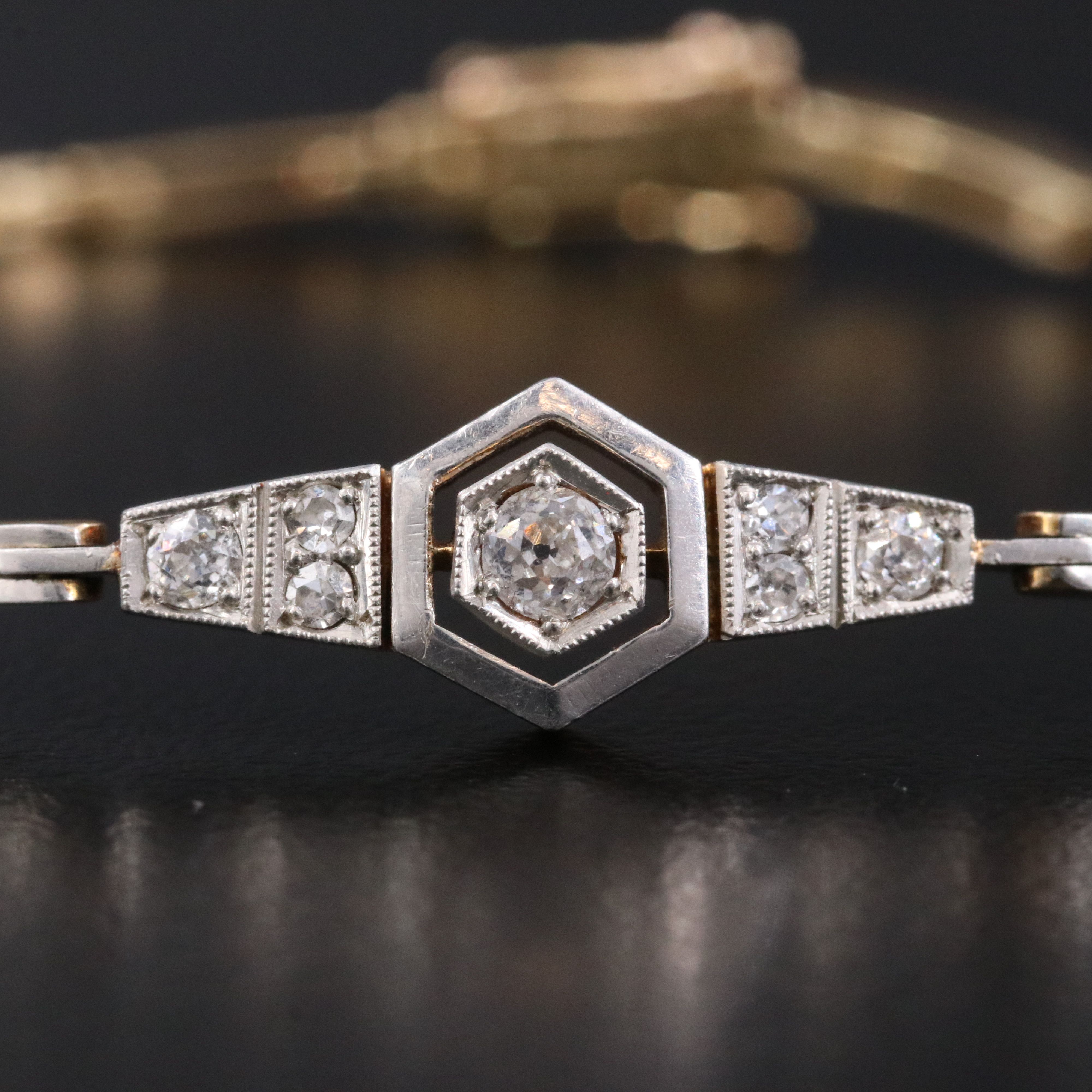 Art Deco 14K 0.25 CTW Diamond Bracelet with Platinum Tops