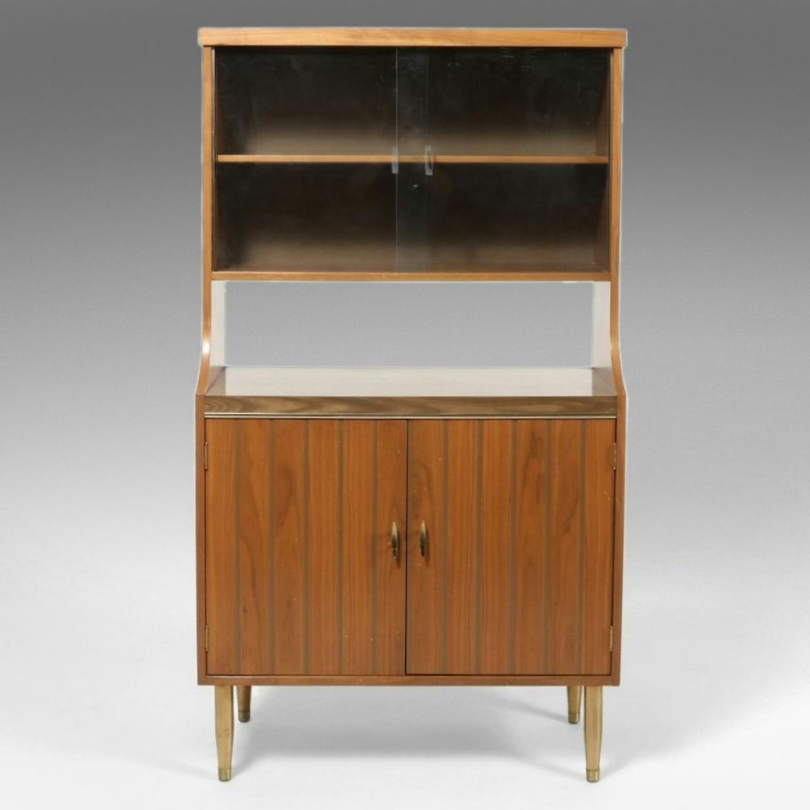 Mid Century Modern Walnut China Cabinet, Mid-20th Century