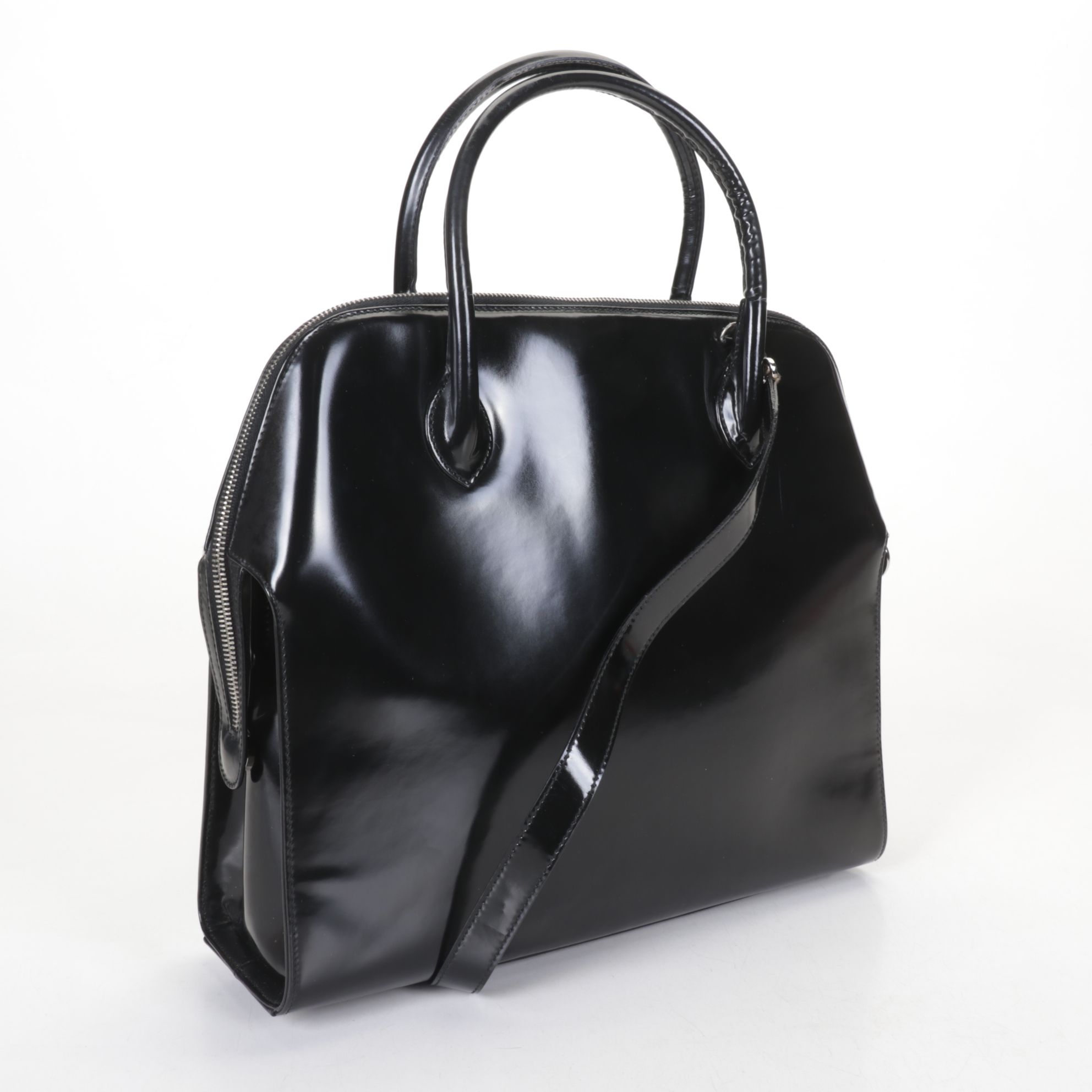 Salvatore Ferragamo Two-Way Top Handle Bag in Black Leather