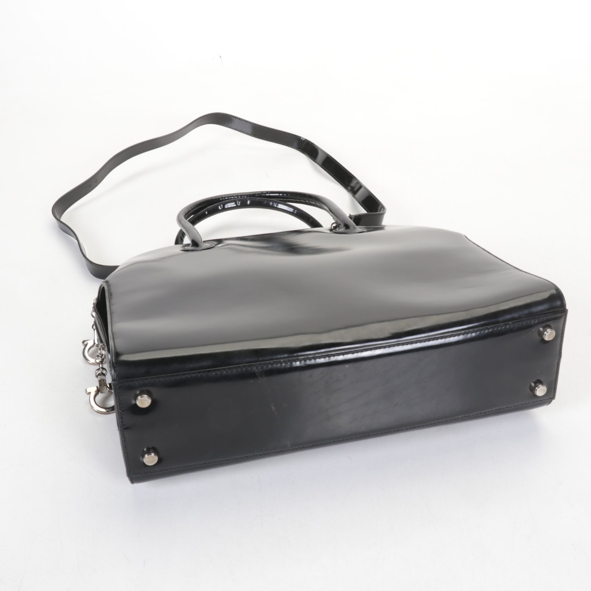 Salvatore Ferragamo Two-Way Top Handle Bag in Black Leather