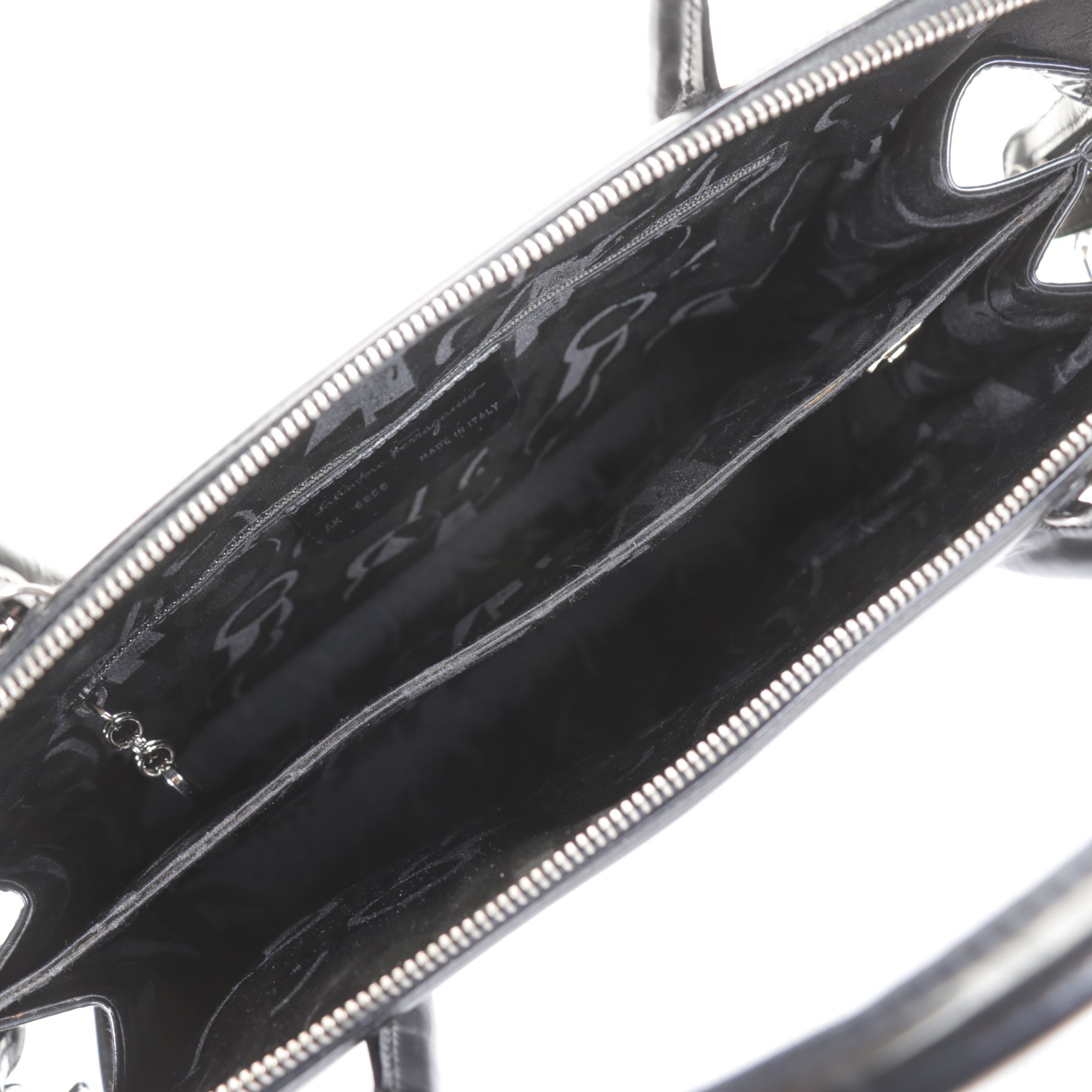 Salvatore Ferragamo Two-Way Top Handle Bag in Black Leather