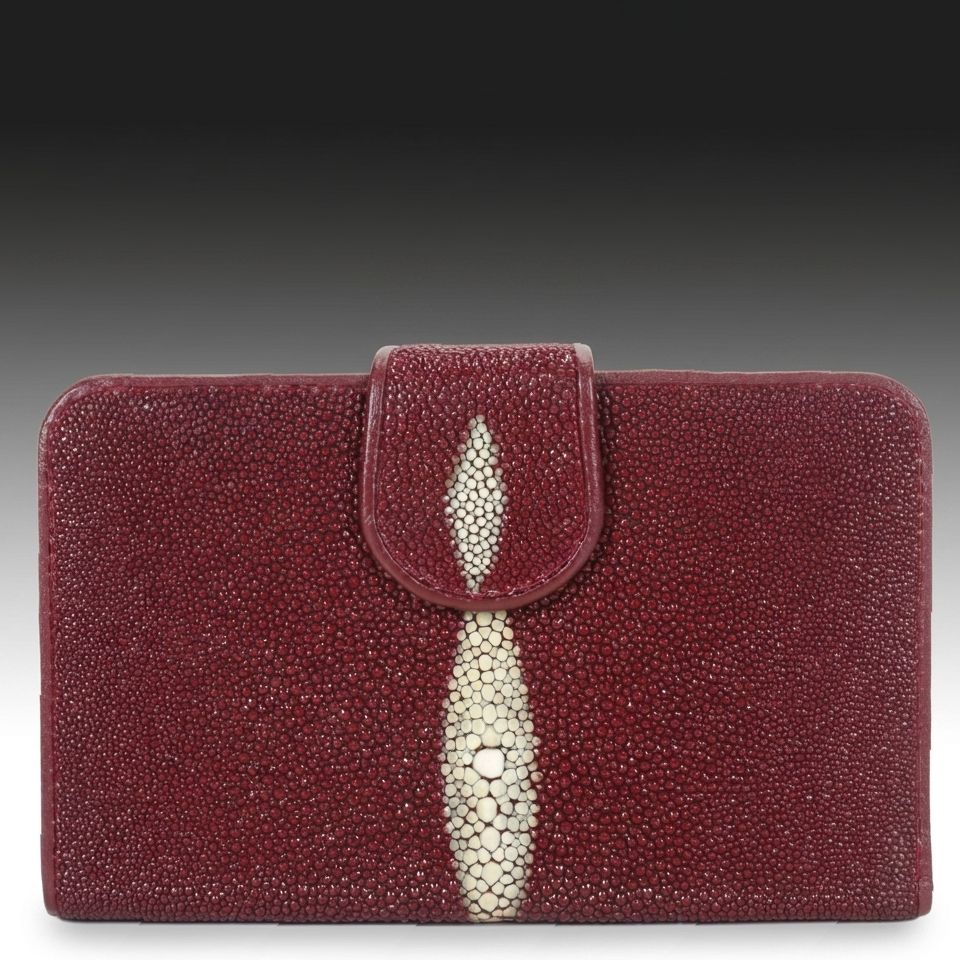 Sent Matinie Burgundy Stingray Skin and Leather Wallet
