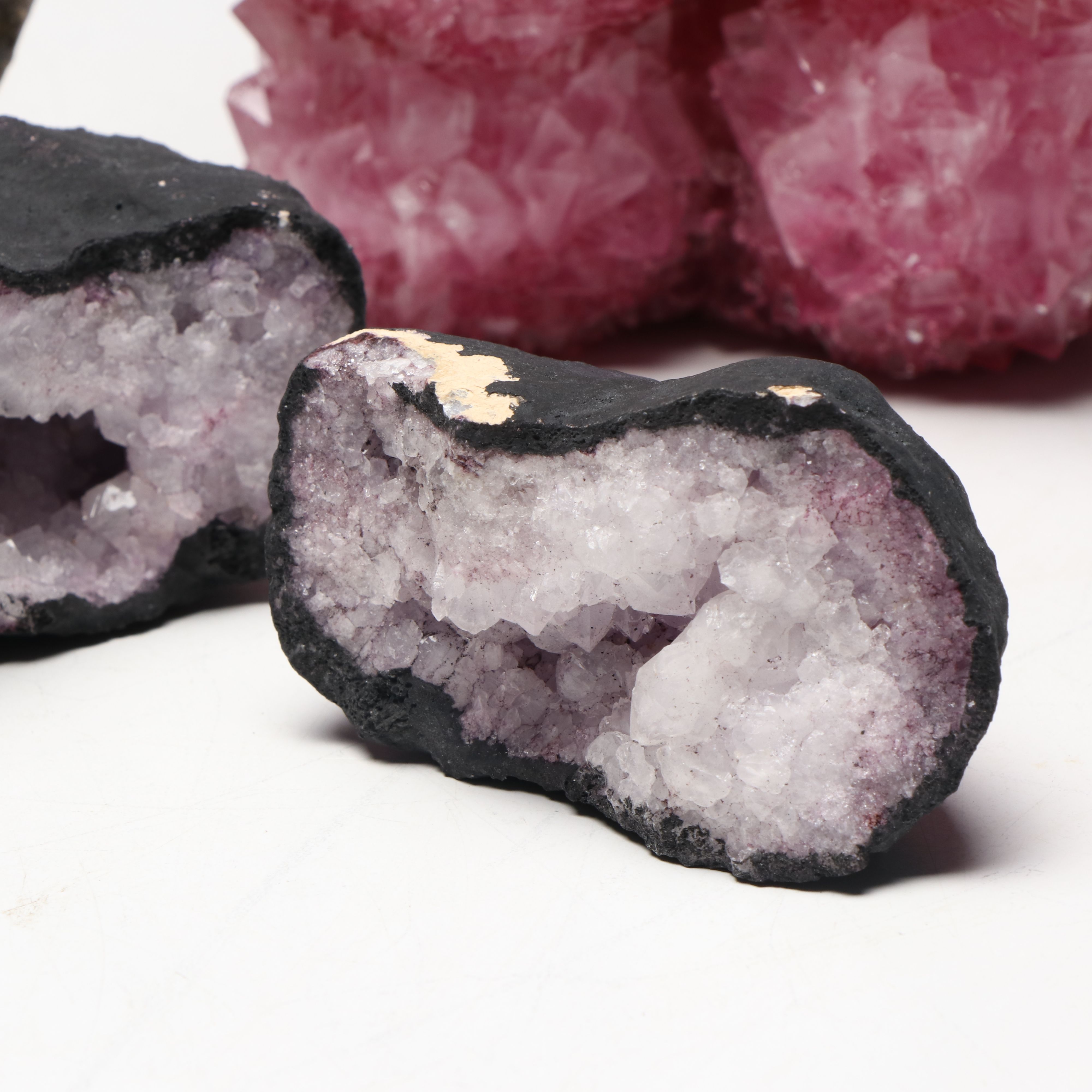 Hanging Monastery China Pink Salt Crystal with Geodes