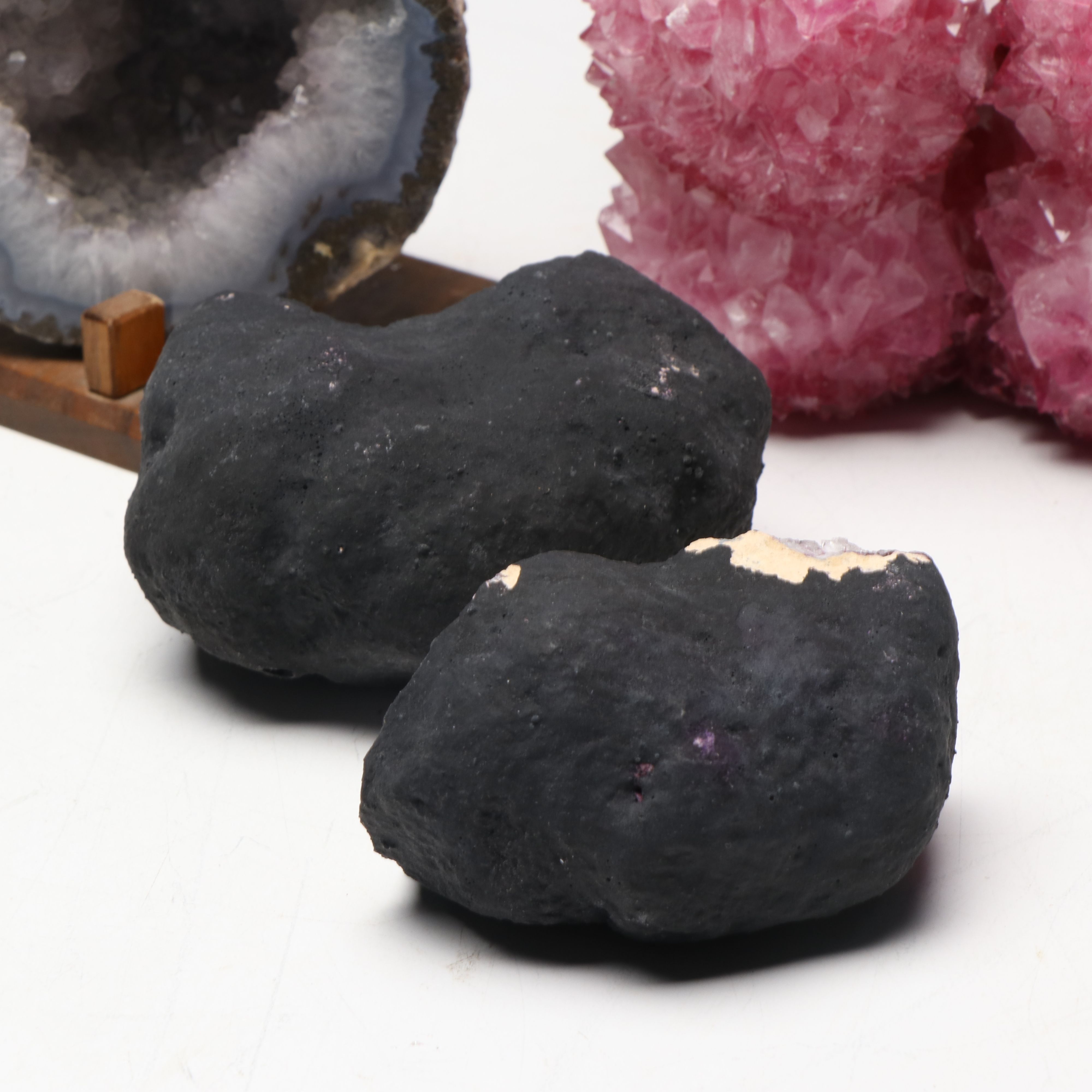 Hanging Monastery China Pink Salt Crystal with Geodes