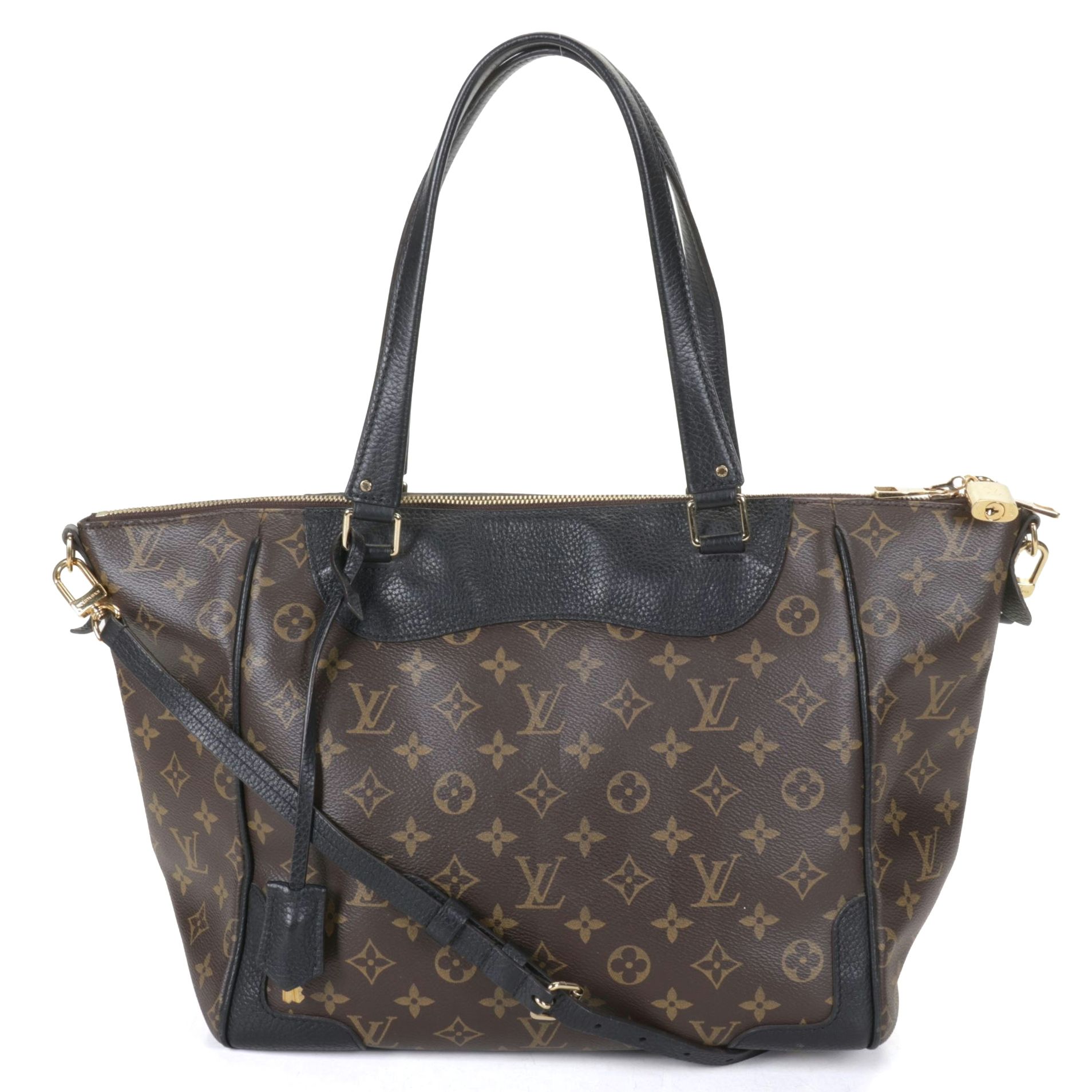 Louis Vuitton Estrela MM Bag in Monogram Coated Canvas and Black Leather
