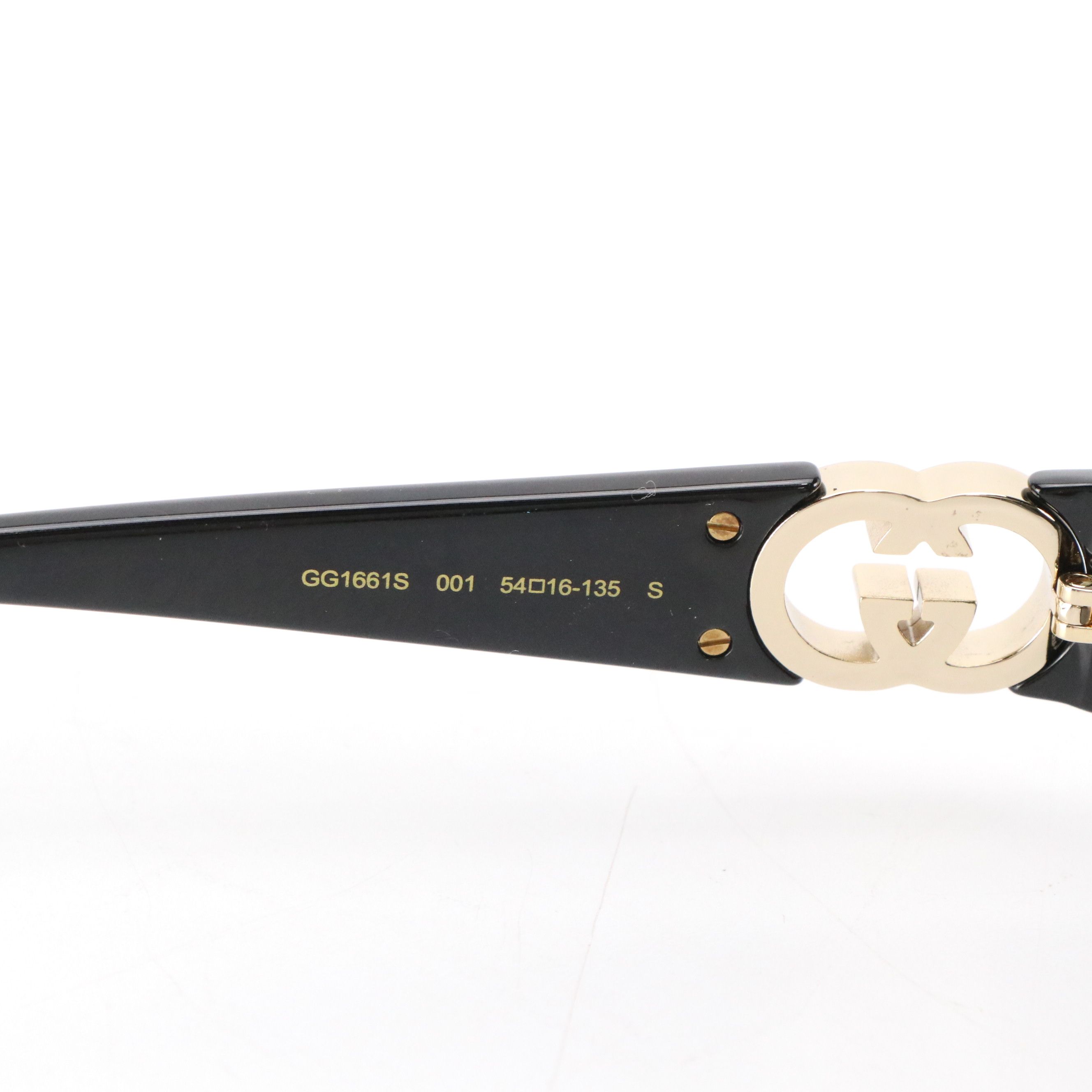 Gucci GG1661S 001 Black Rectangular Sunglasses in Case