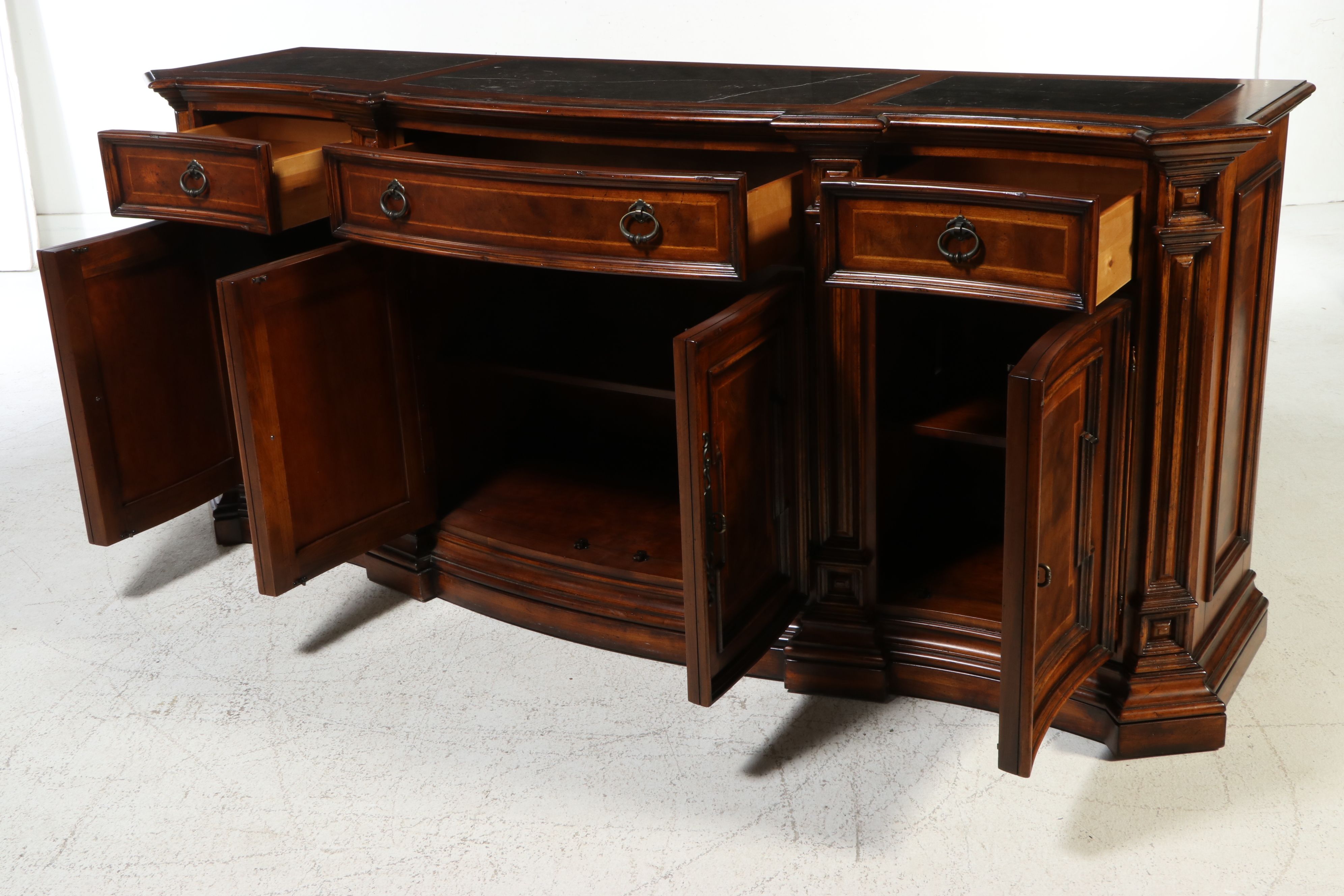 Fine Furniture Design Louis Philippe Style Marble Top Breakfront Sideboard