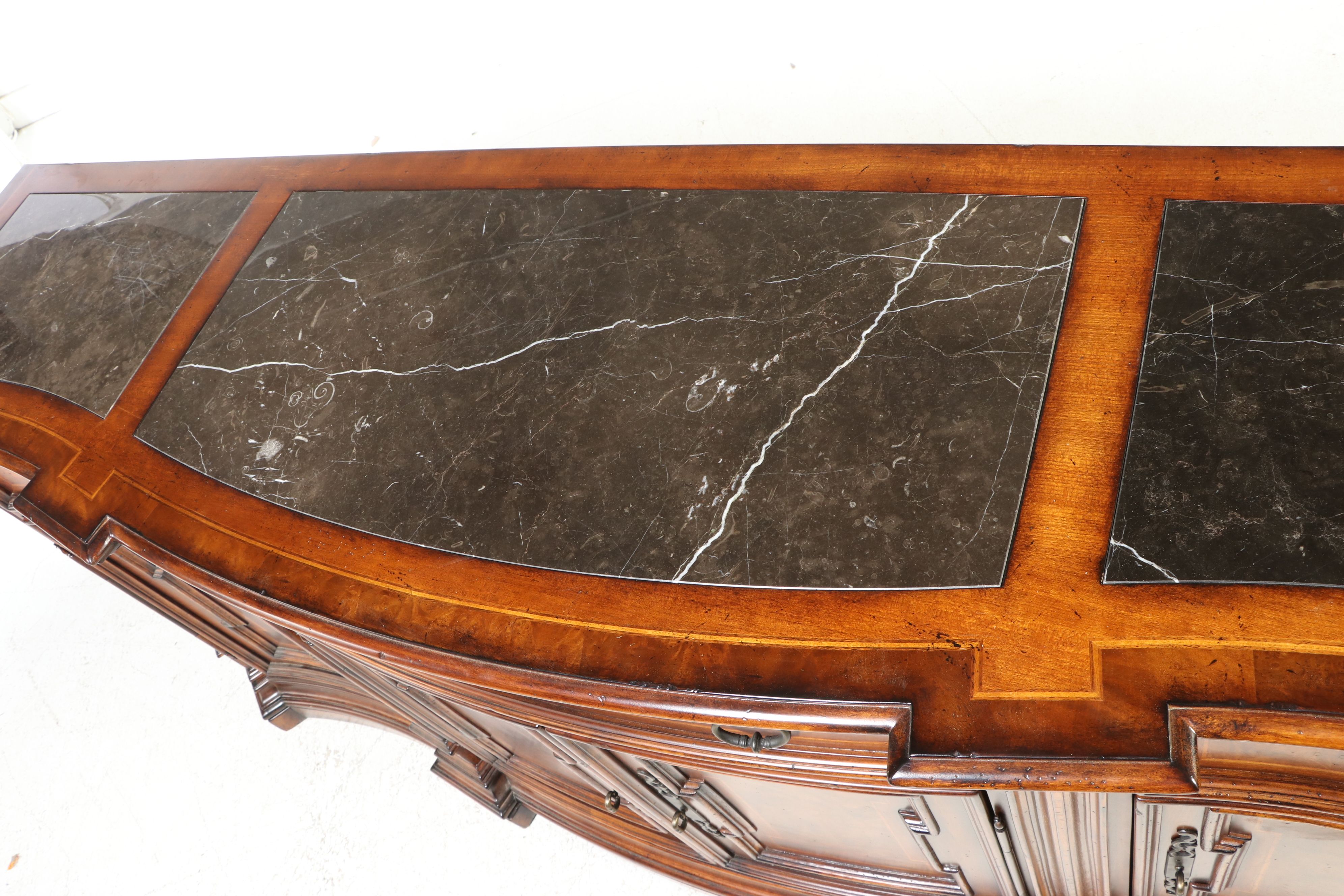 Fine Furniture Design Louis Philippe Style Marble Top Breakfront Sideboard