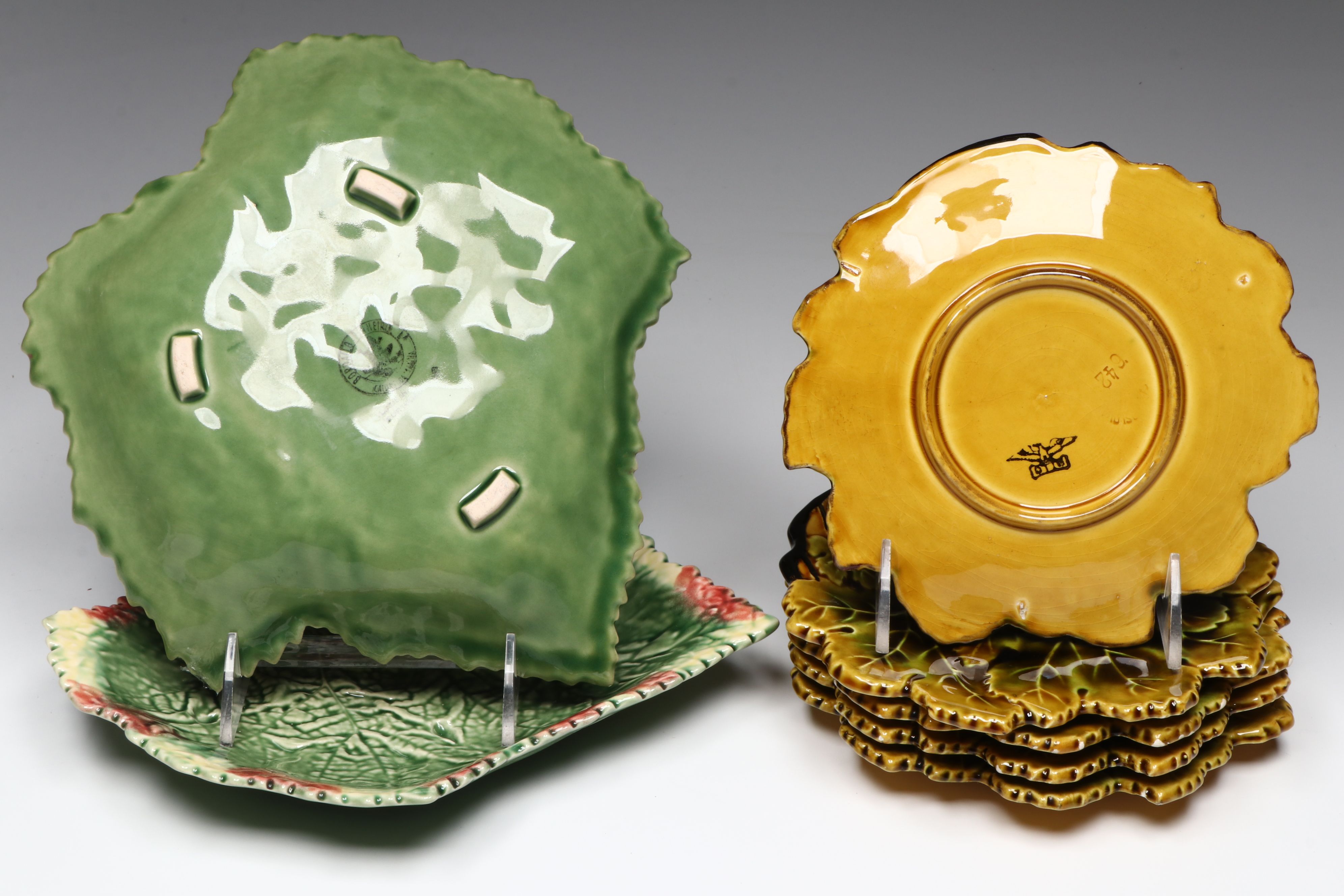 Bordallo Pinheiro and Czech Majolica Leaf Plates
