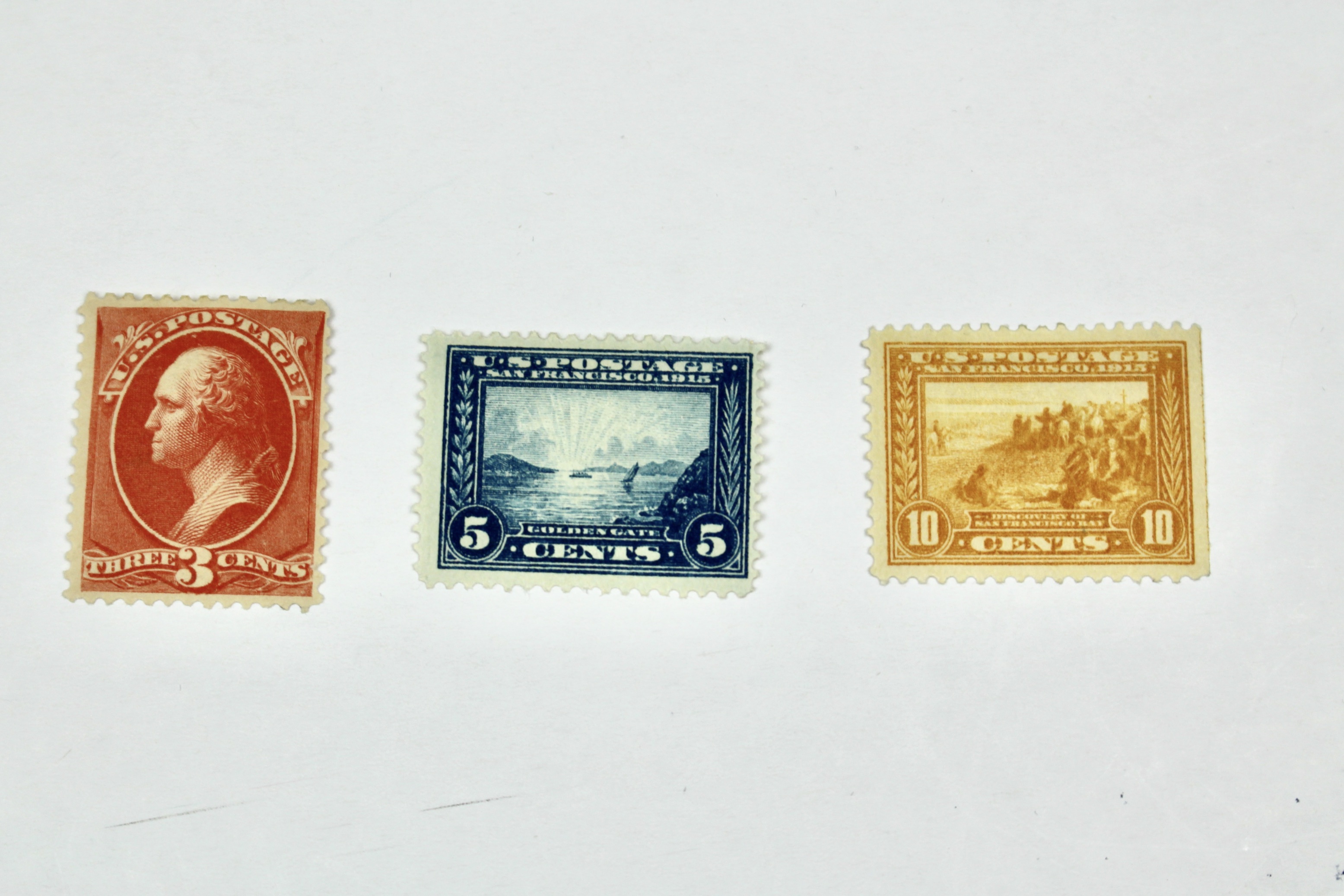Three Early MH U.S. Postage Stamps, 1887 to 1913