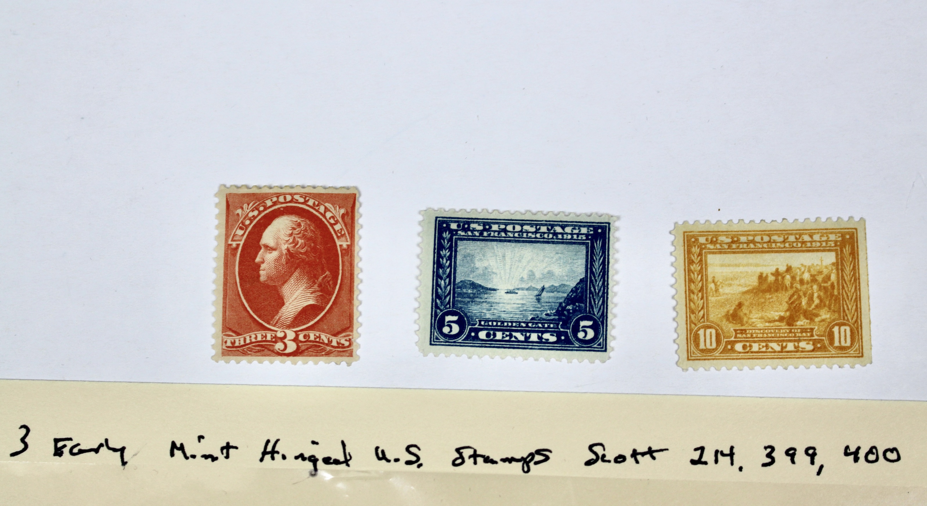 Three Early MH U.S. Postage Stamps, 1887 to 1913