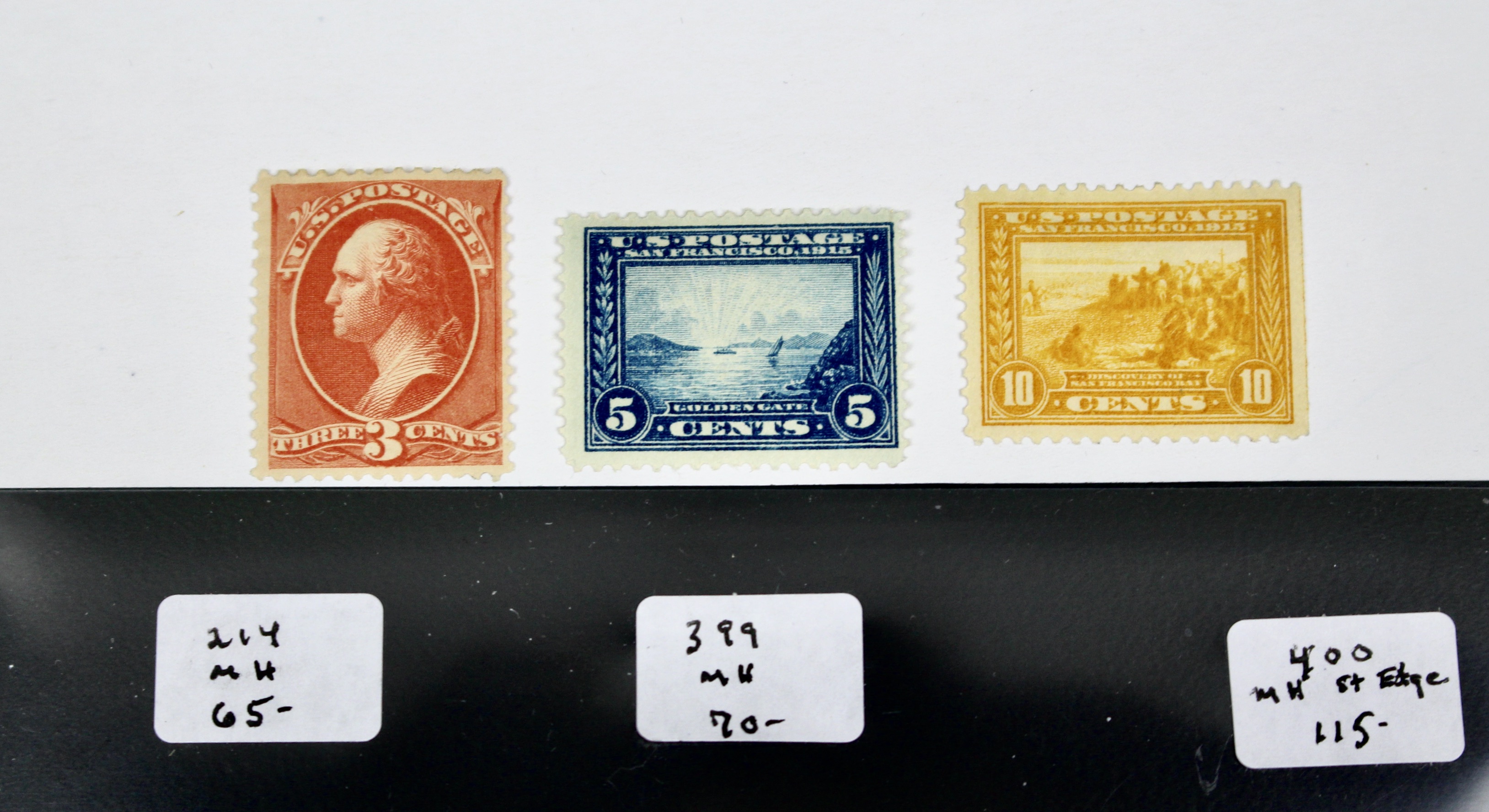 Three Early MH U.S. Postage Stamps, 1887 to 1913