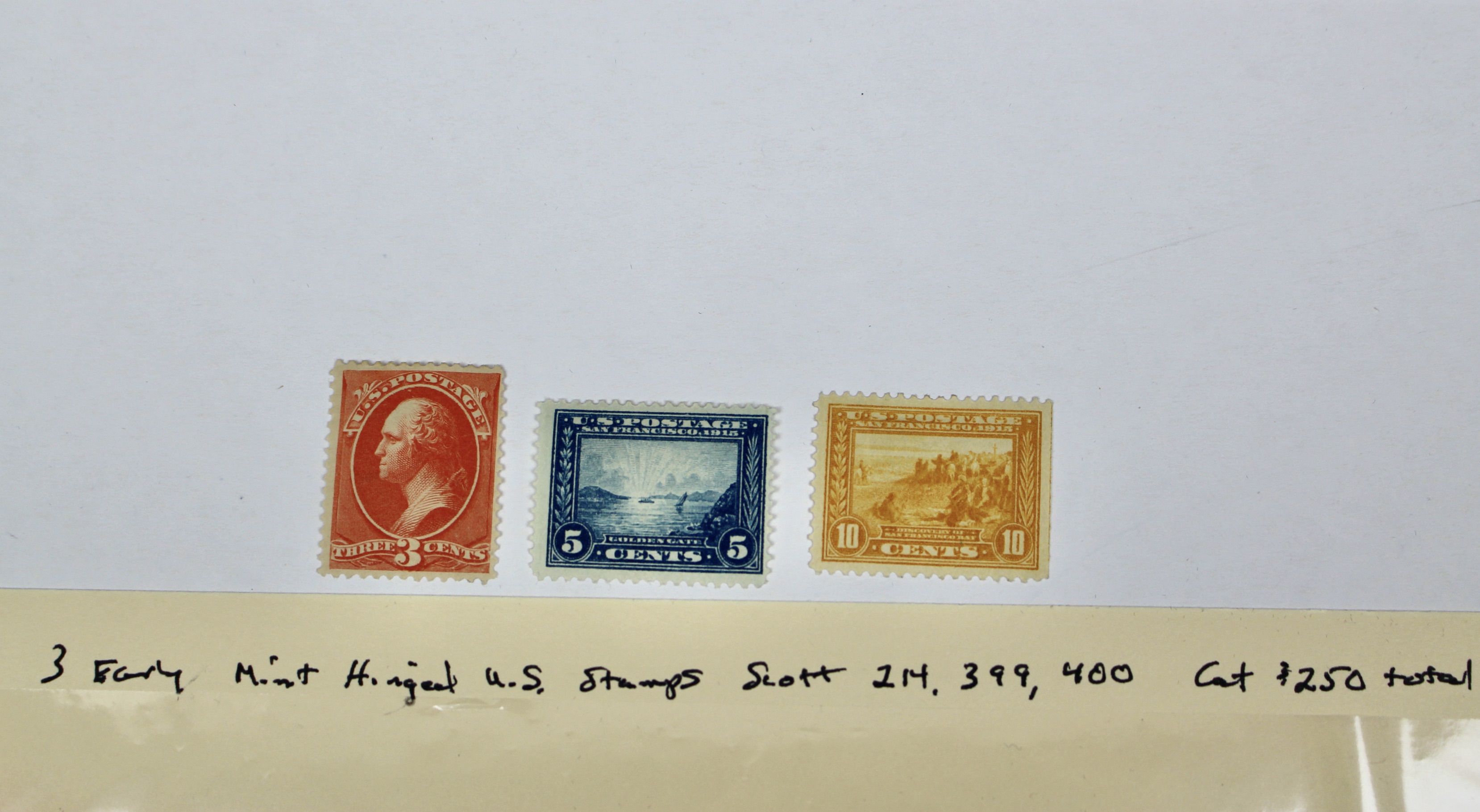 Three Early MH U.S. Postage Stamps, 1887 to 1913