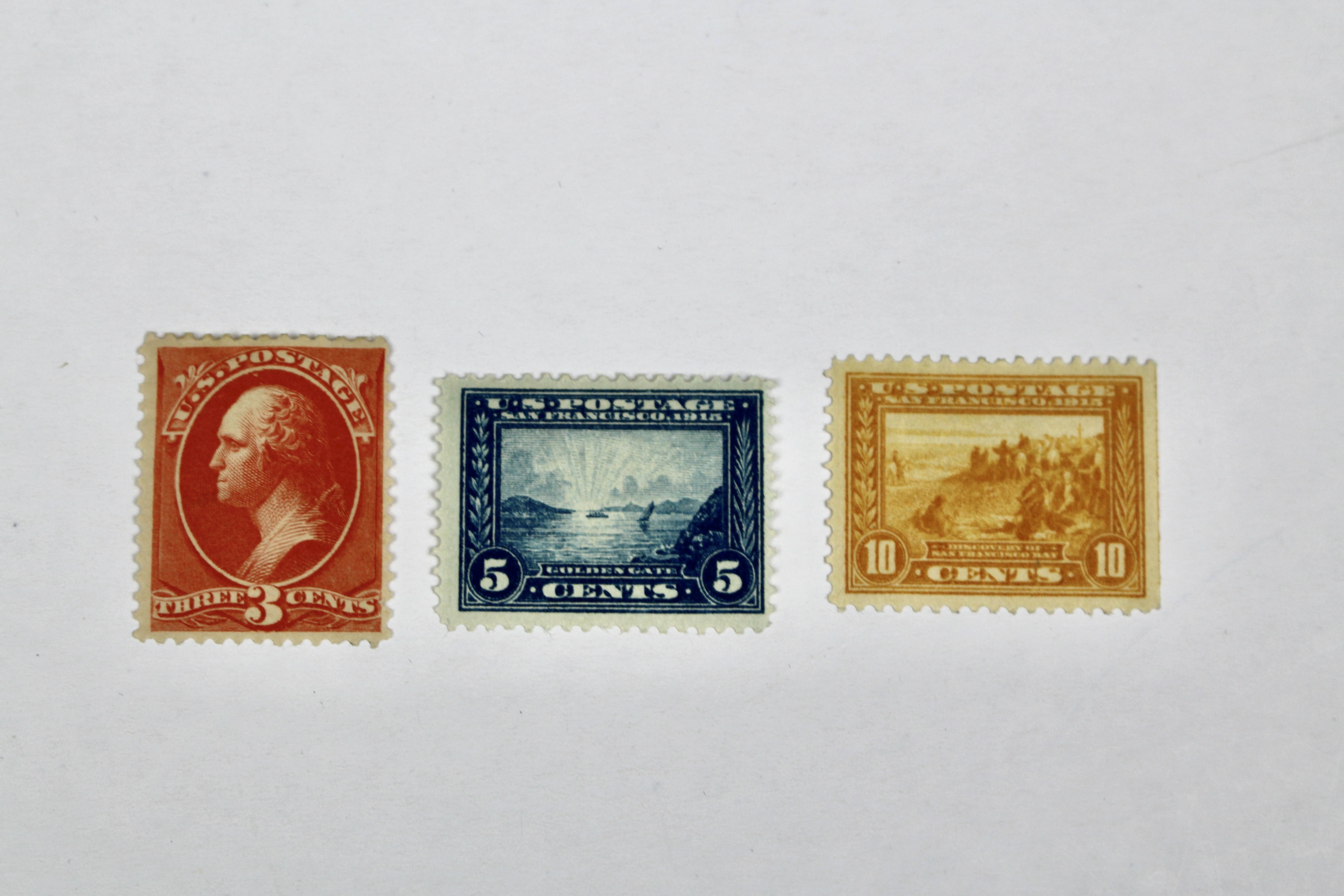Three Early MH U.S. Postage Stamps, 1887 to 1913