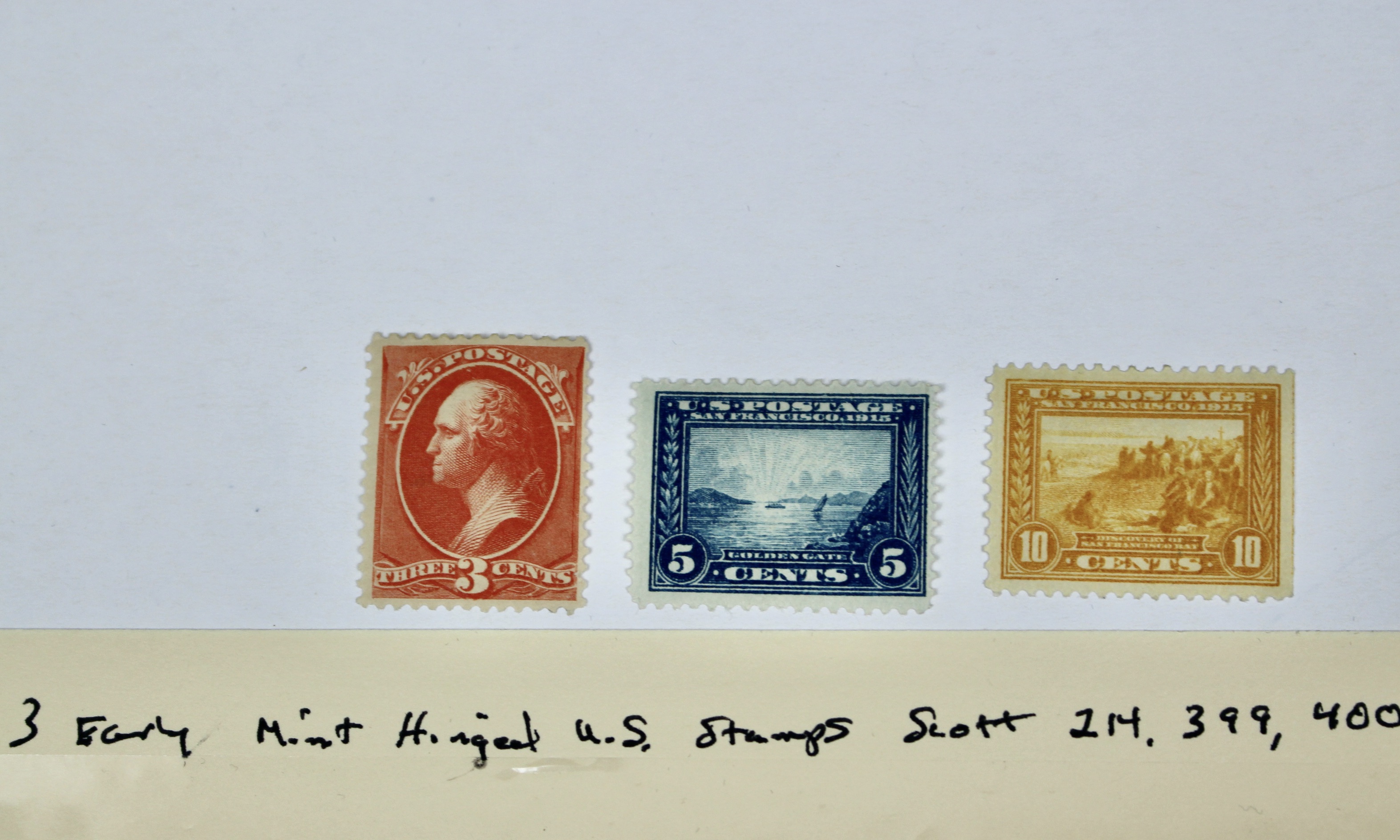 Three Early MH U.S. Postage Stamps, 1887 to 1913