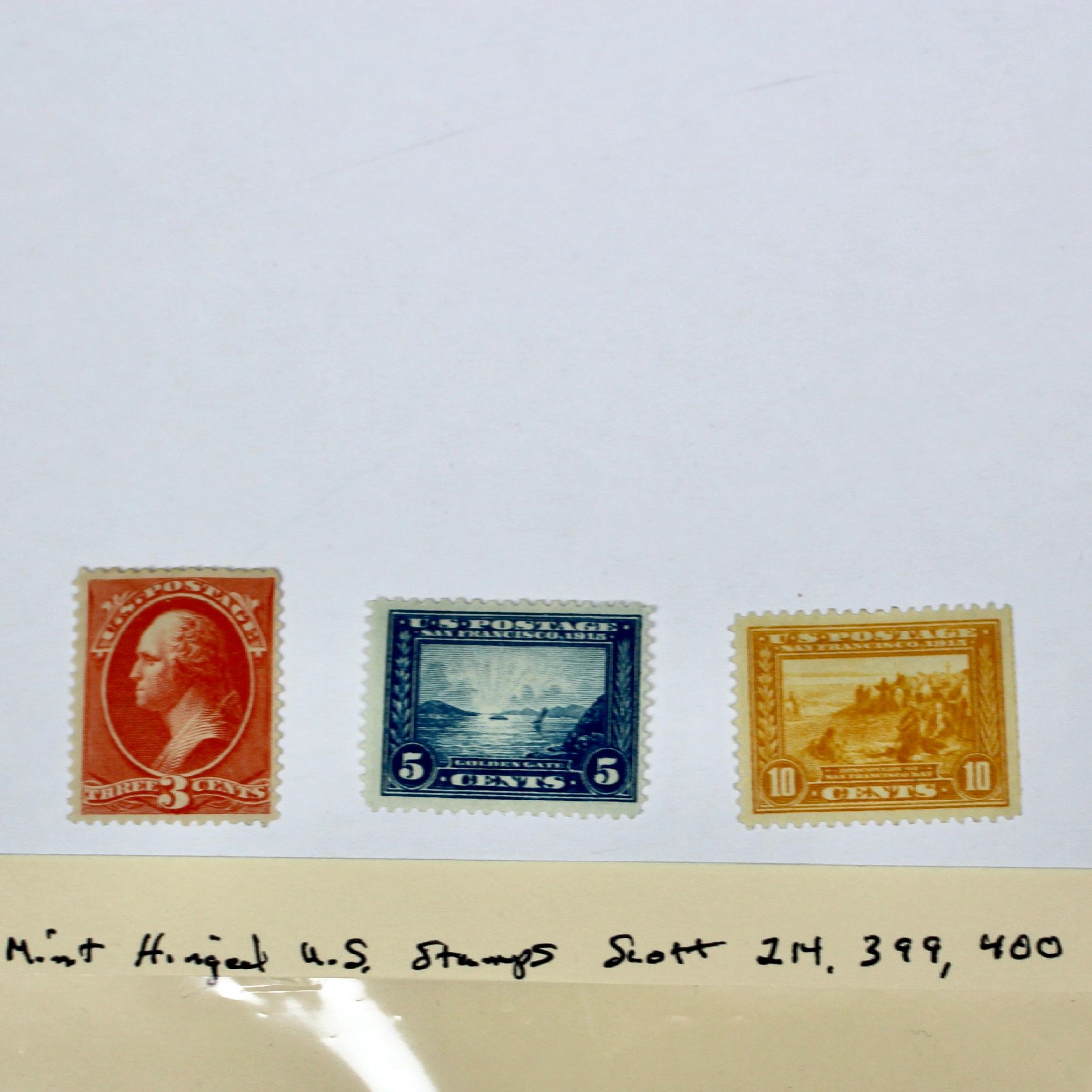 Three Early MH U.S. Postage Stamps, 1887 to 1913