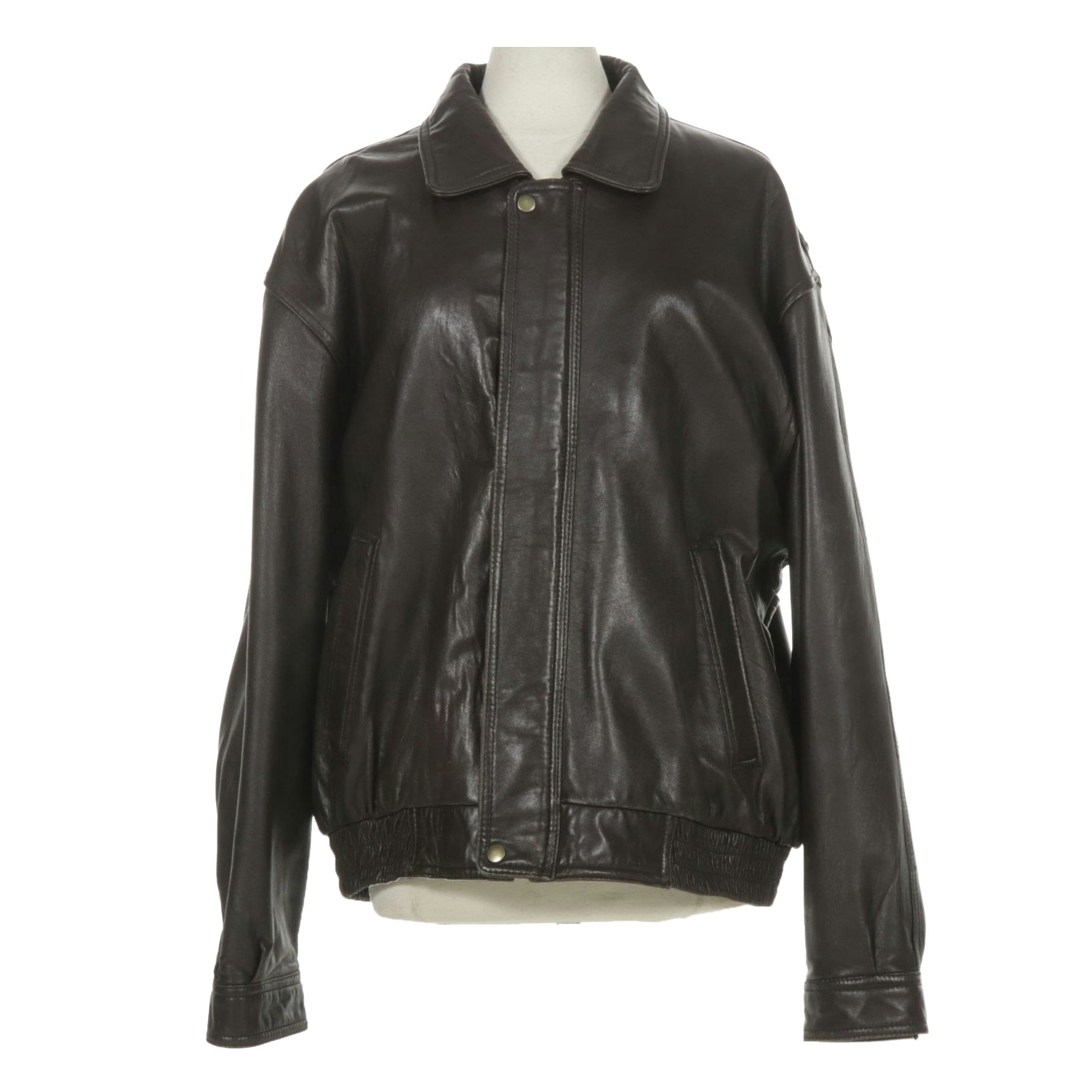 Alfani Brown Leather Bomber Jacket