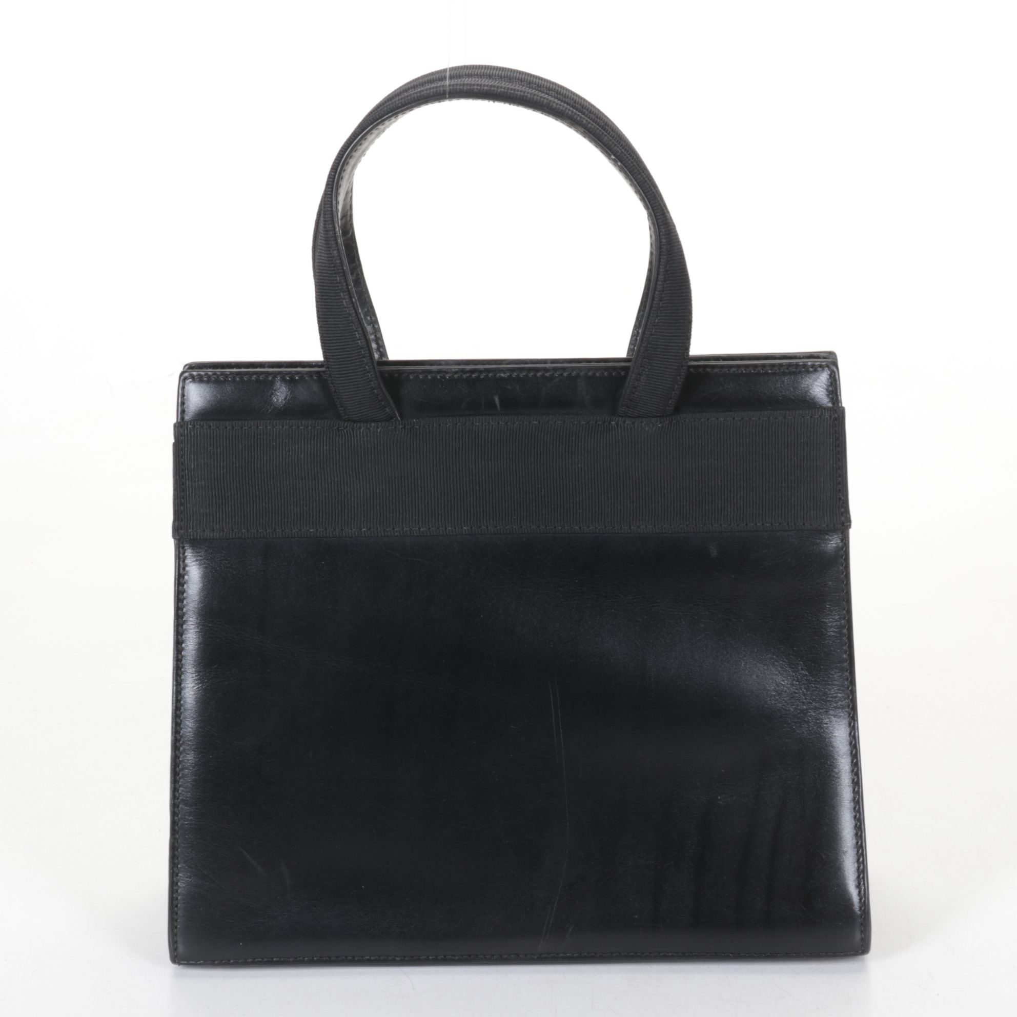 Salvatore Ferragamo Vara Bow Top Handle Tote Bag in Black Leather