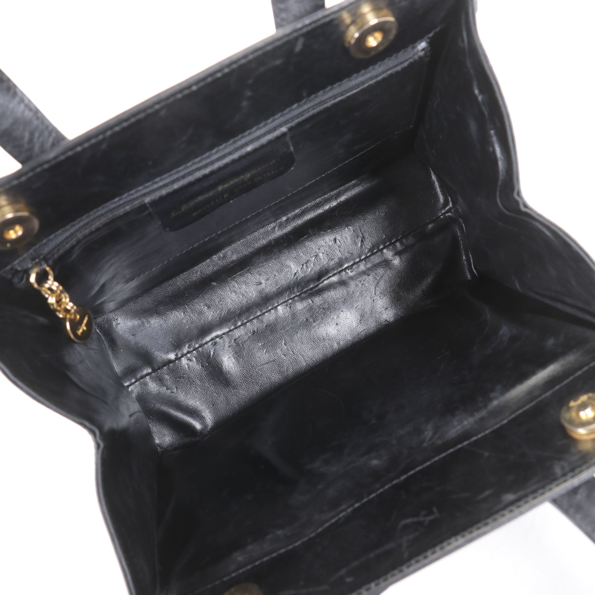 Salvatore Ferragamo Vara Bow Top Handle Tote Bag in Black Leather