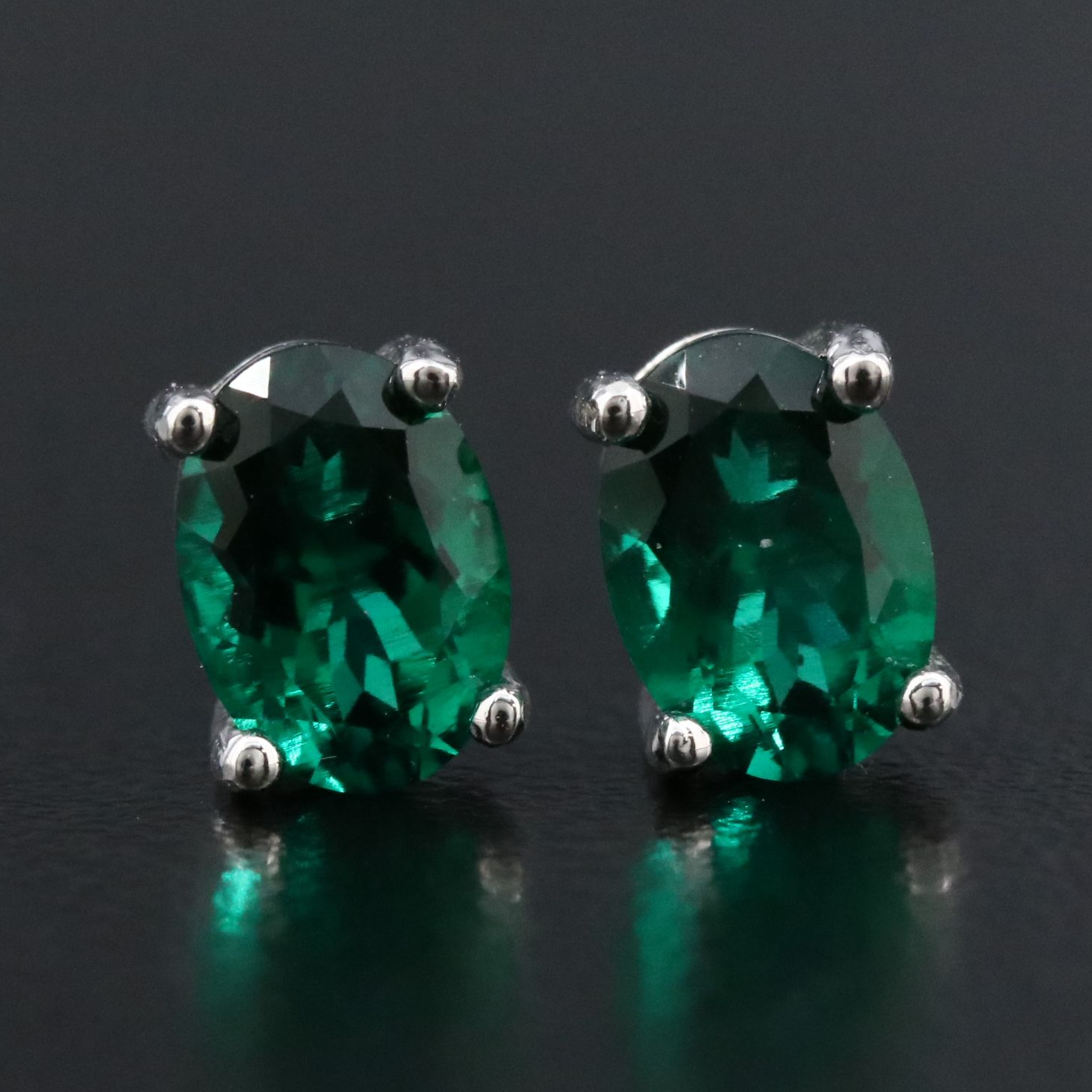 Sterling Emerald Stud Earrings