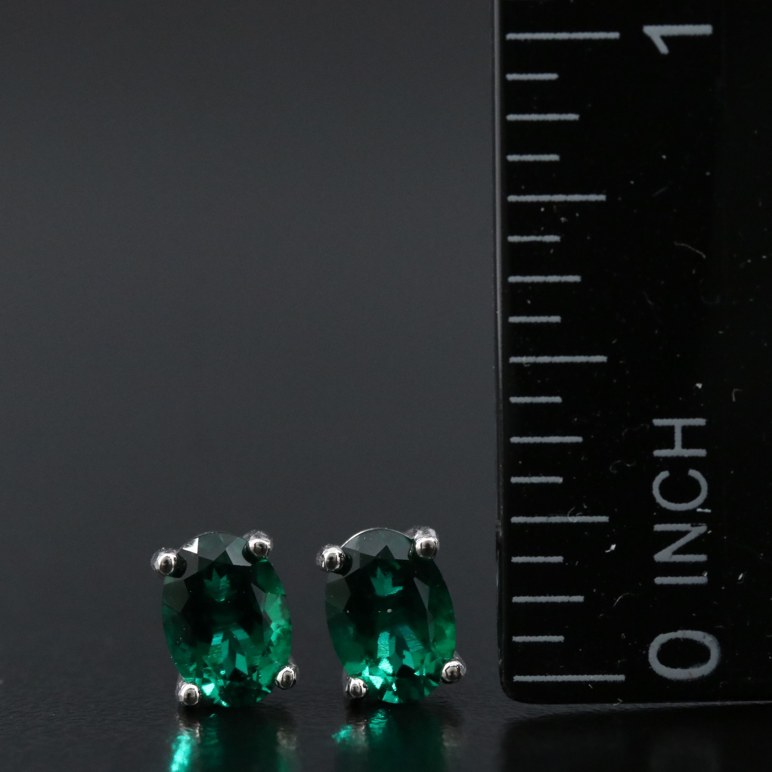 Sterling Emerald Stud Earrings
