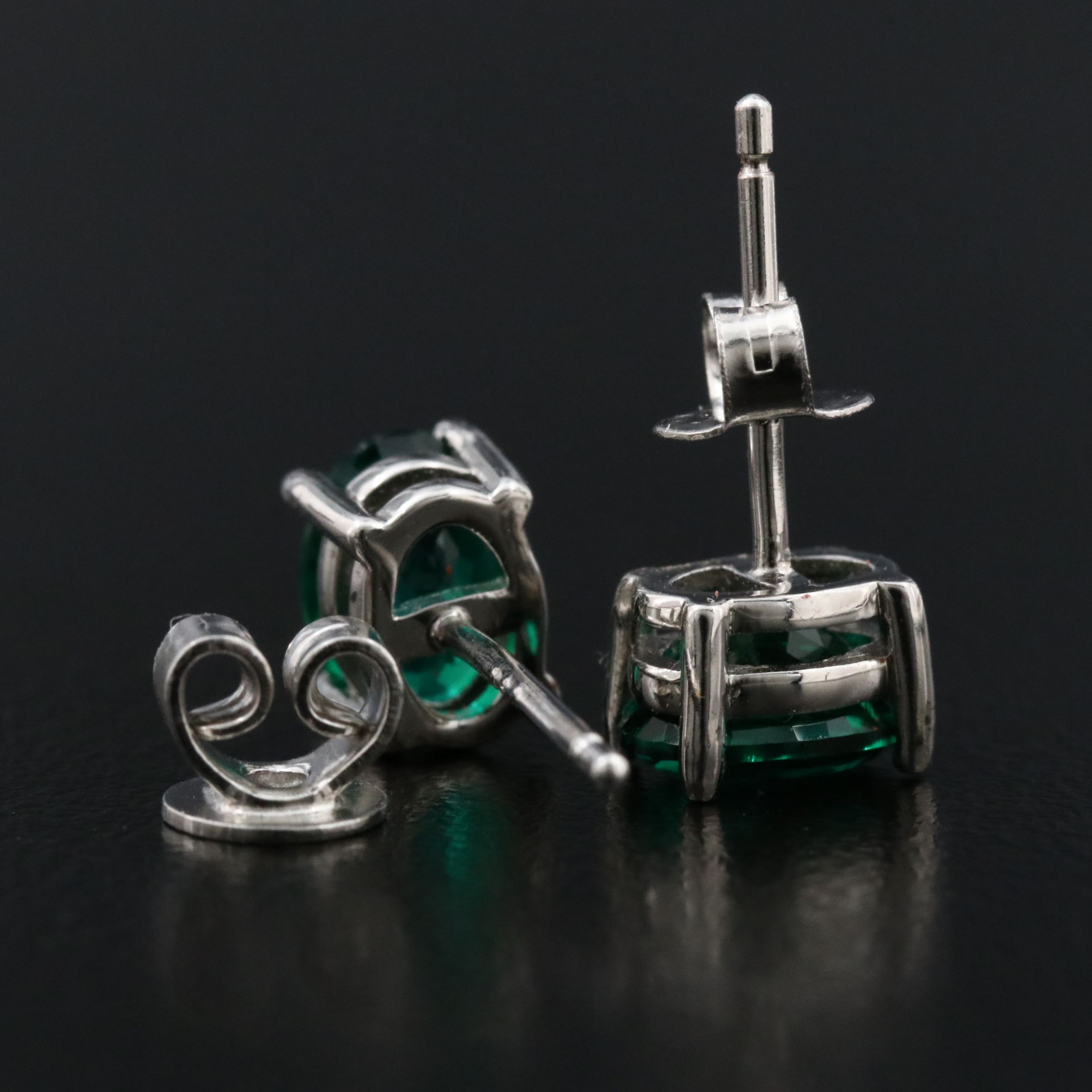 Sterling Emerald Stud Earrings