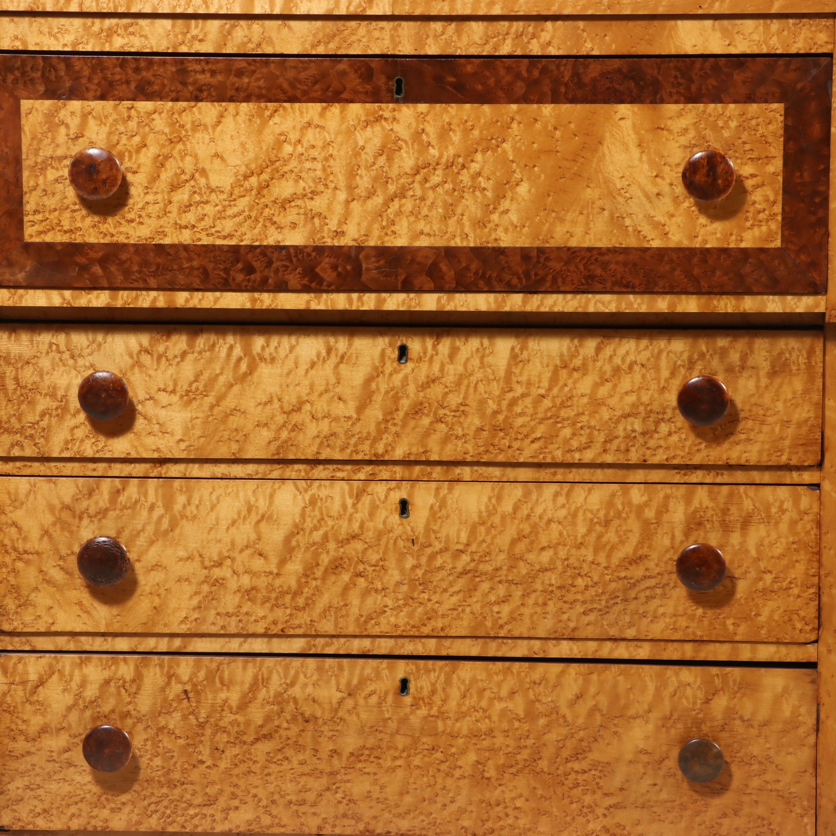 Empire Birdseye Maple Four-Drawer Chest, 19th Century