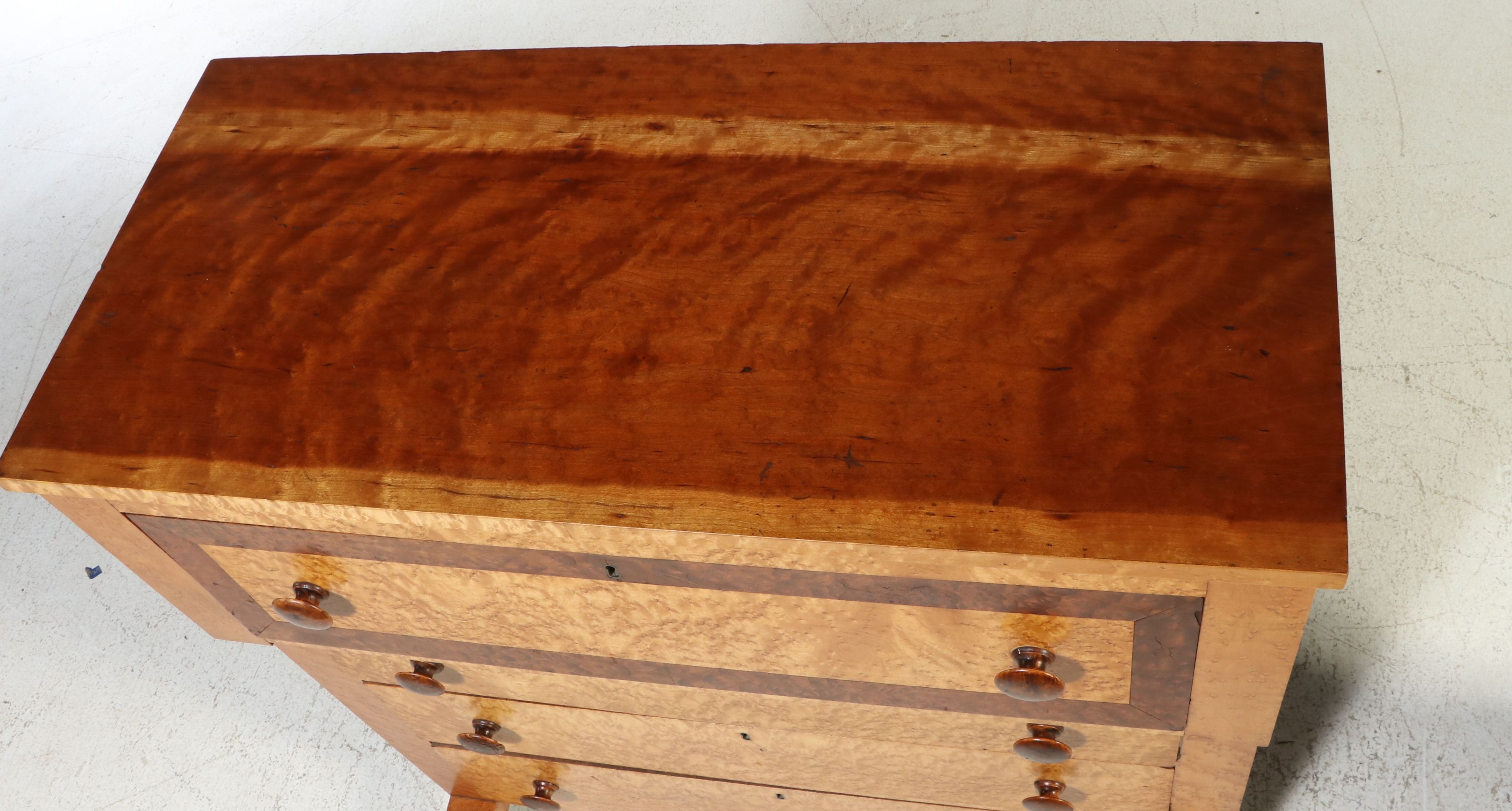 Empire Birdseye Maple Four-Drawer Chest, 19th Century