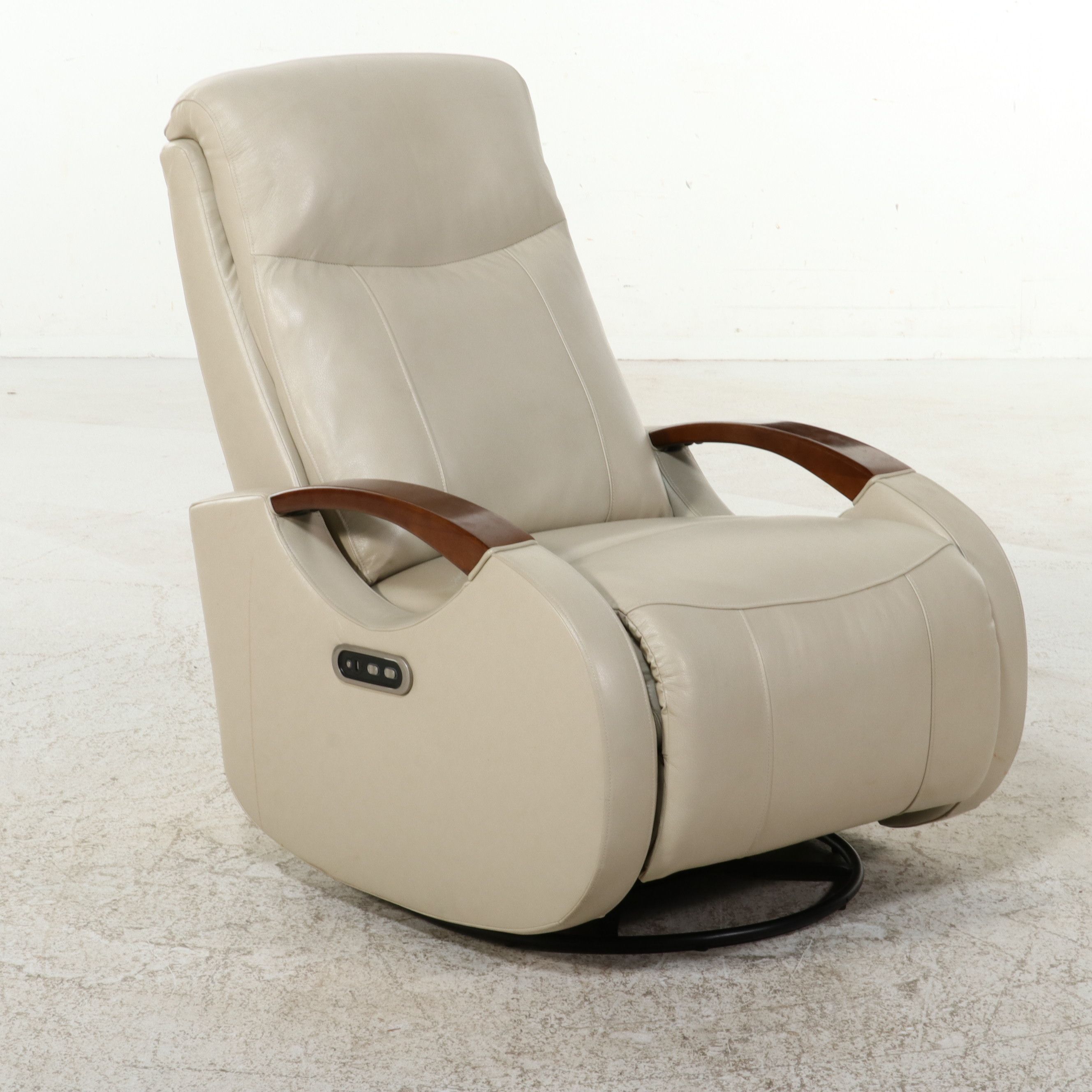 Modern Power Reclining Leather Swivel Glider, 21st Century