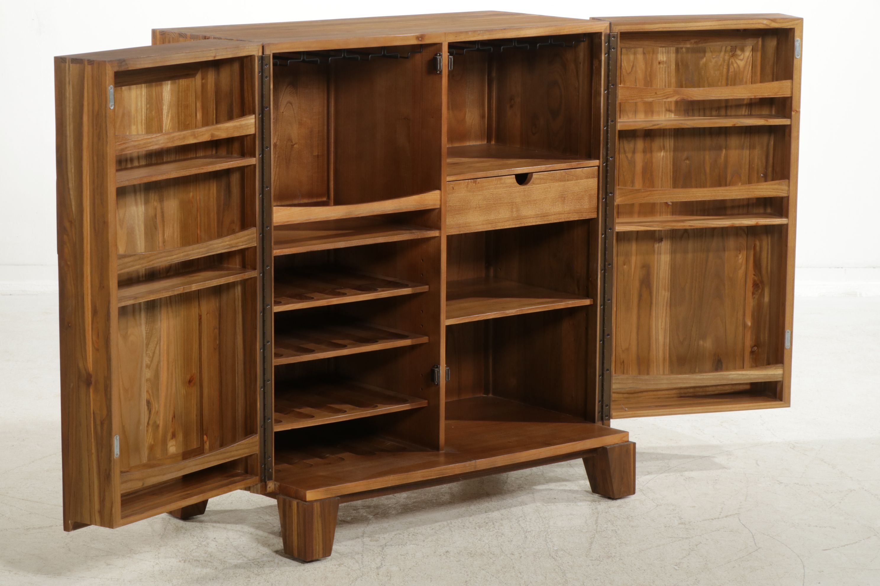 Crate & Barrel "Marin" Rustic Elm Bar Cabinet, 21st Century