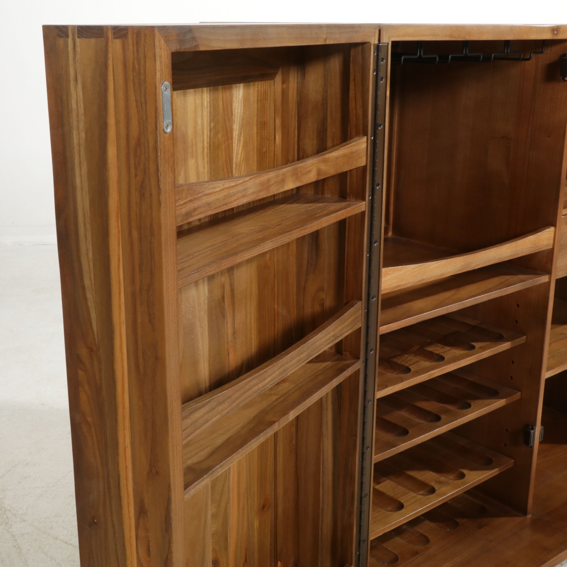 Crate & Barrel "Marin" Rustic Elm Bar Cabinet, 21st Century