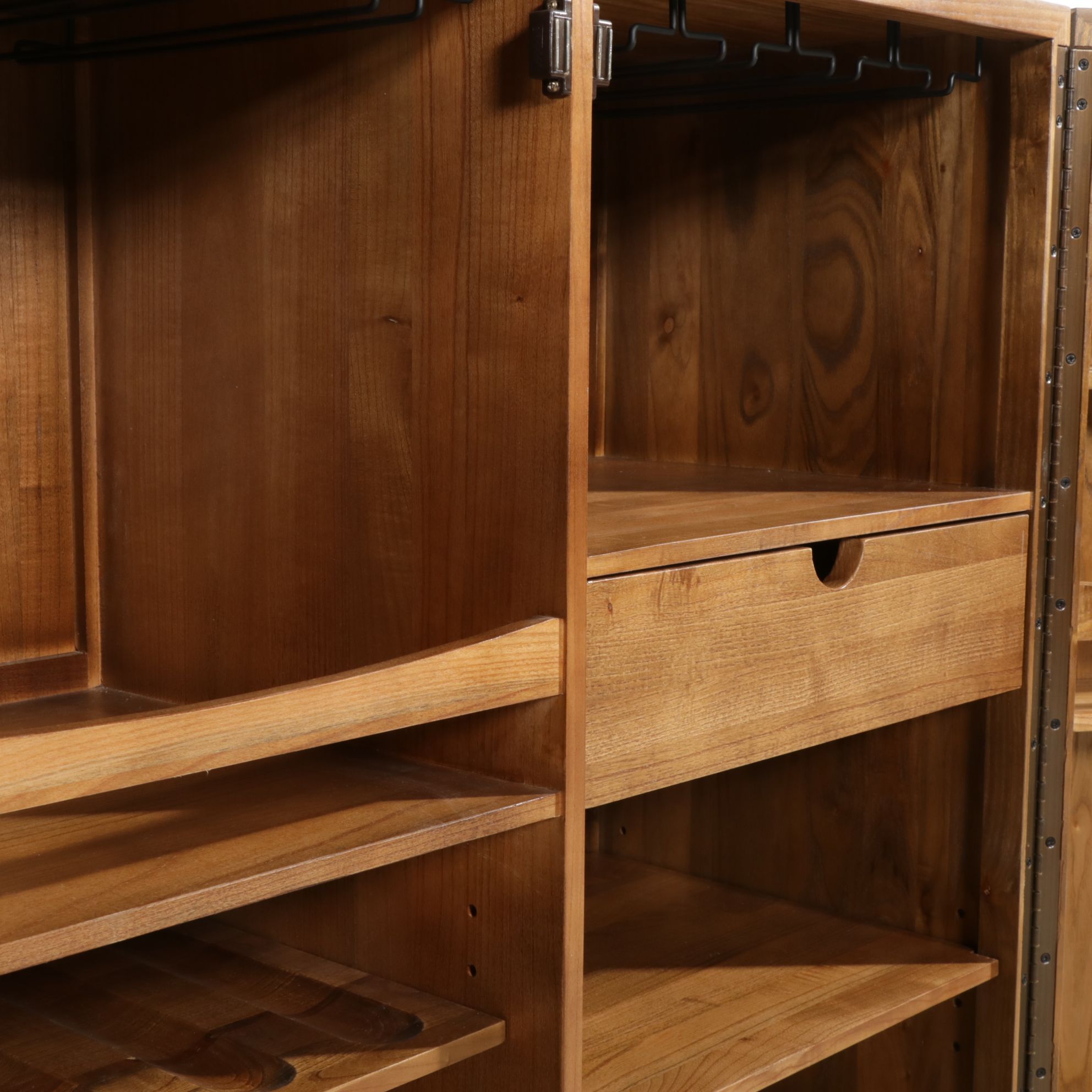Crate & Barrel "Marin" Rustic Elm Bar Cabinet, 21st Century