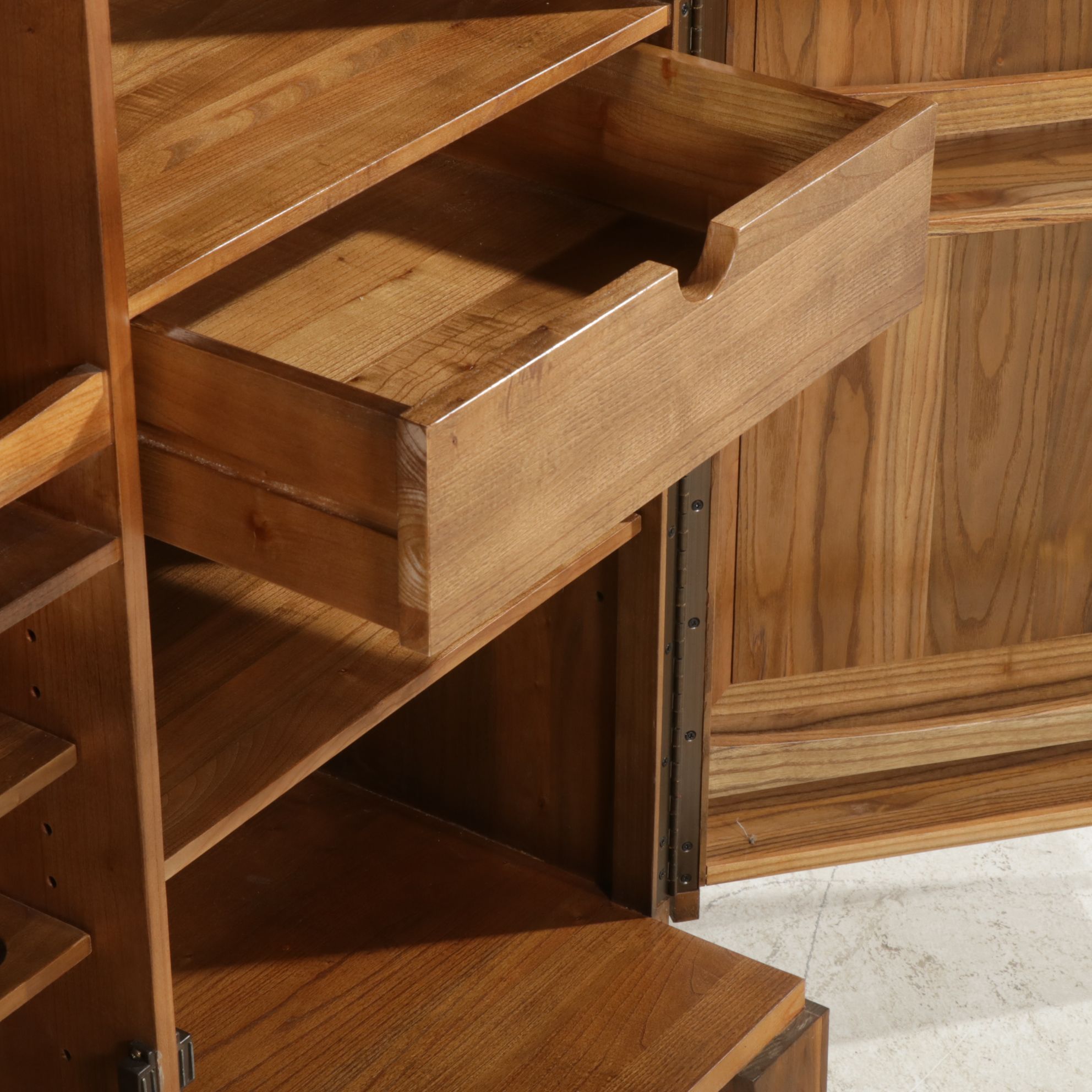Crate & Barrel "Marin" Rustic Elm Bar Cabinet, 21st Century