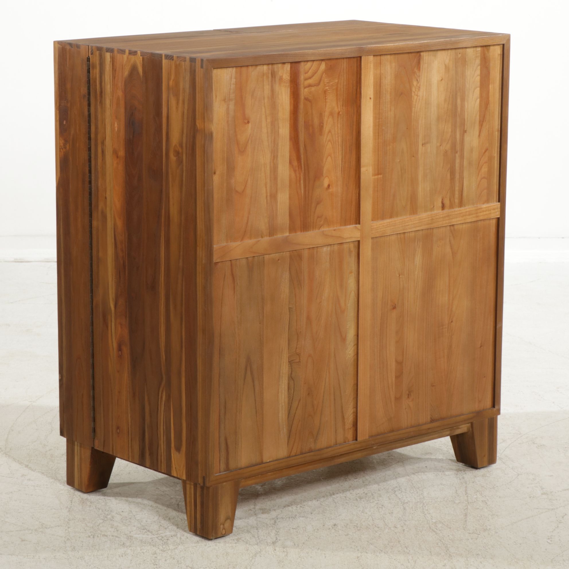 Crate & Barrel "Marin" Rustic Elm Bar Cabinet, 21st Century
