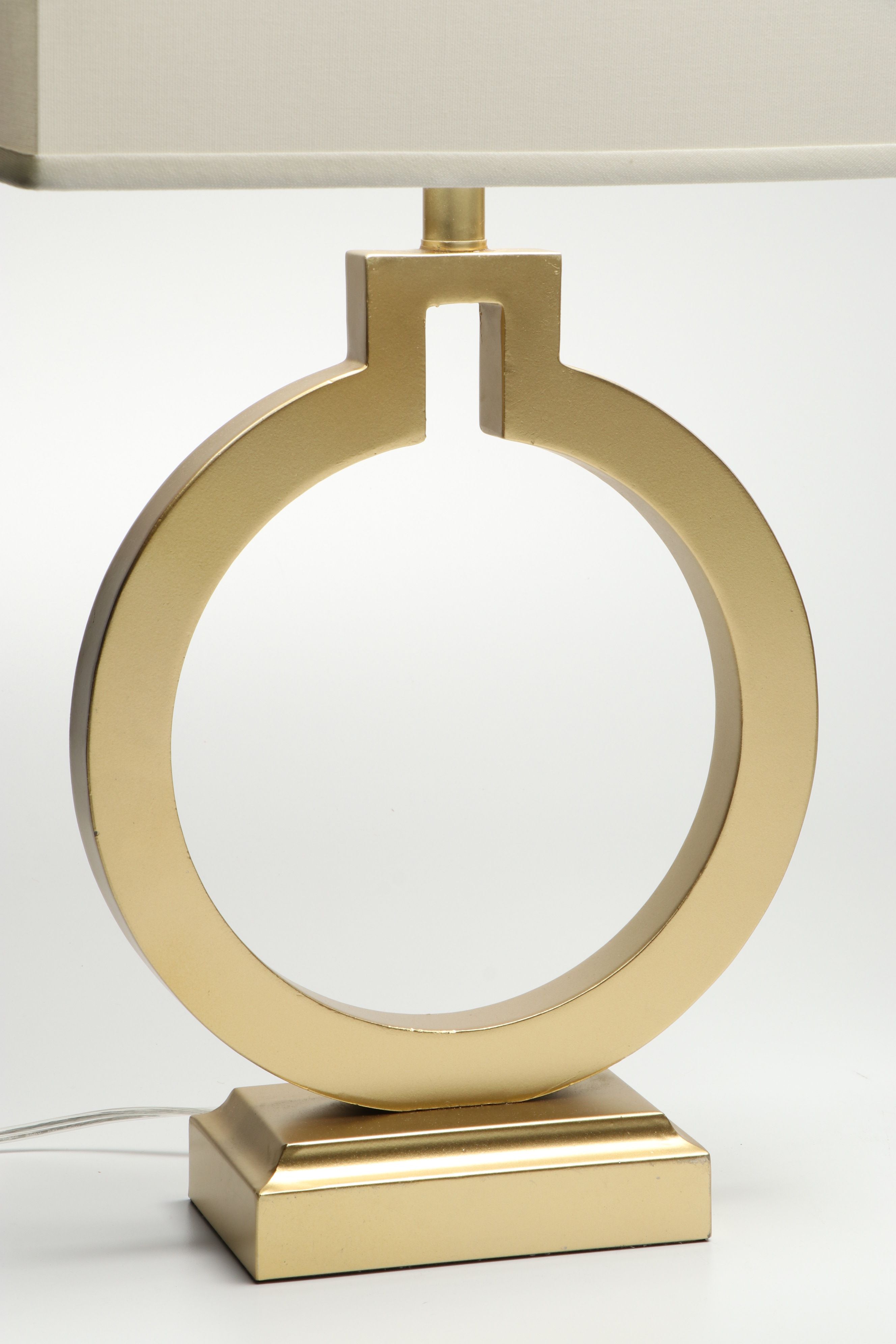 360 Lighting Brushed Brass Table Lamps with Square Drum Shades, USB Ports