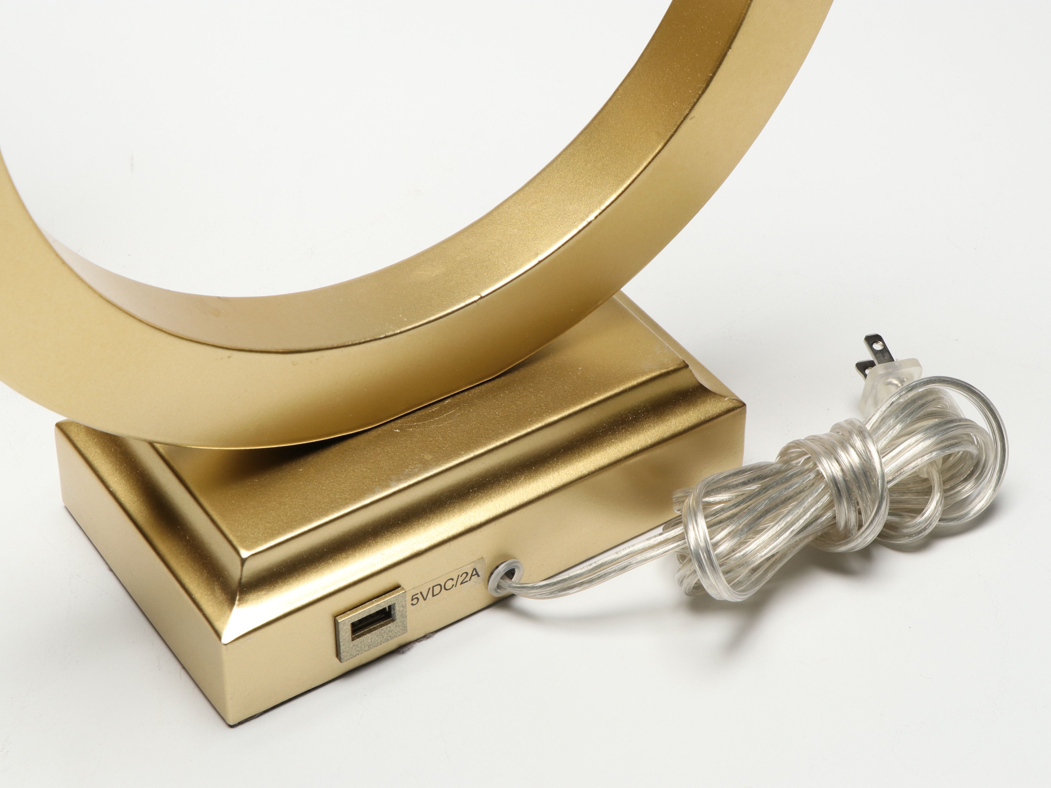 360 Lighting Brushed Brass Table Lamps with Square Drum Shades, USB Ports