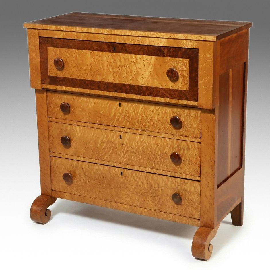 Empire Birdseye Maple Four-Drawer Chest, 19th Century
