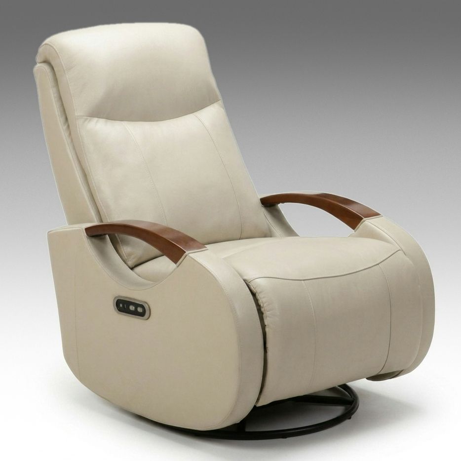 Modern Power Reclining Leather Swivel Glider, 21st Century