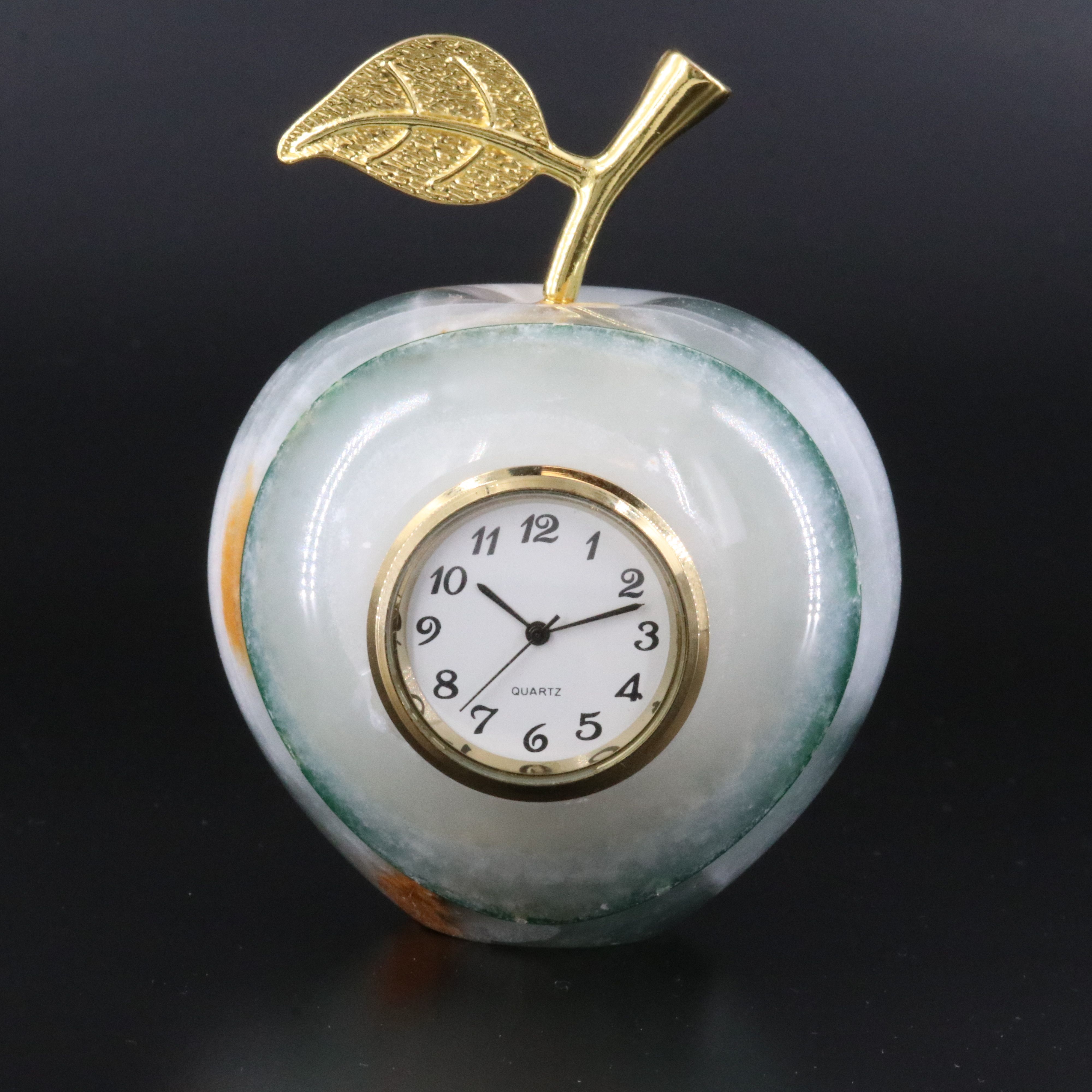 Agate Apple Quartz Desk Clock