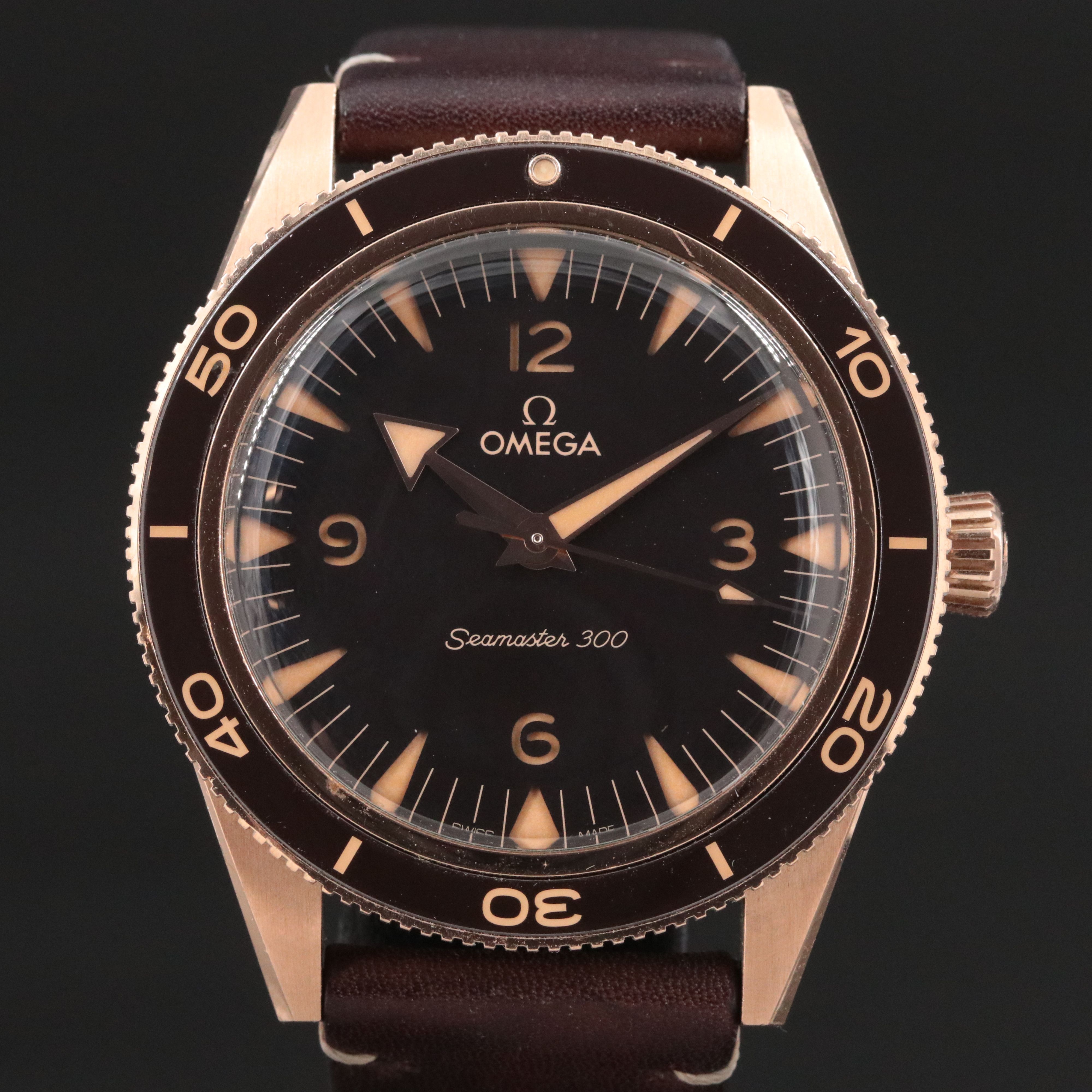 Omega Seamaster 300 Bronze Gold Leather Strap Master Co - Axial Watch