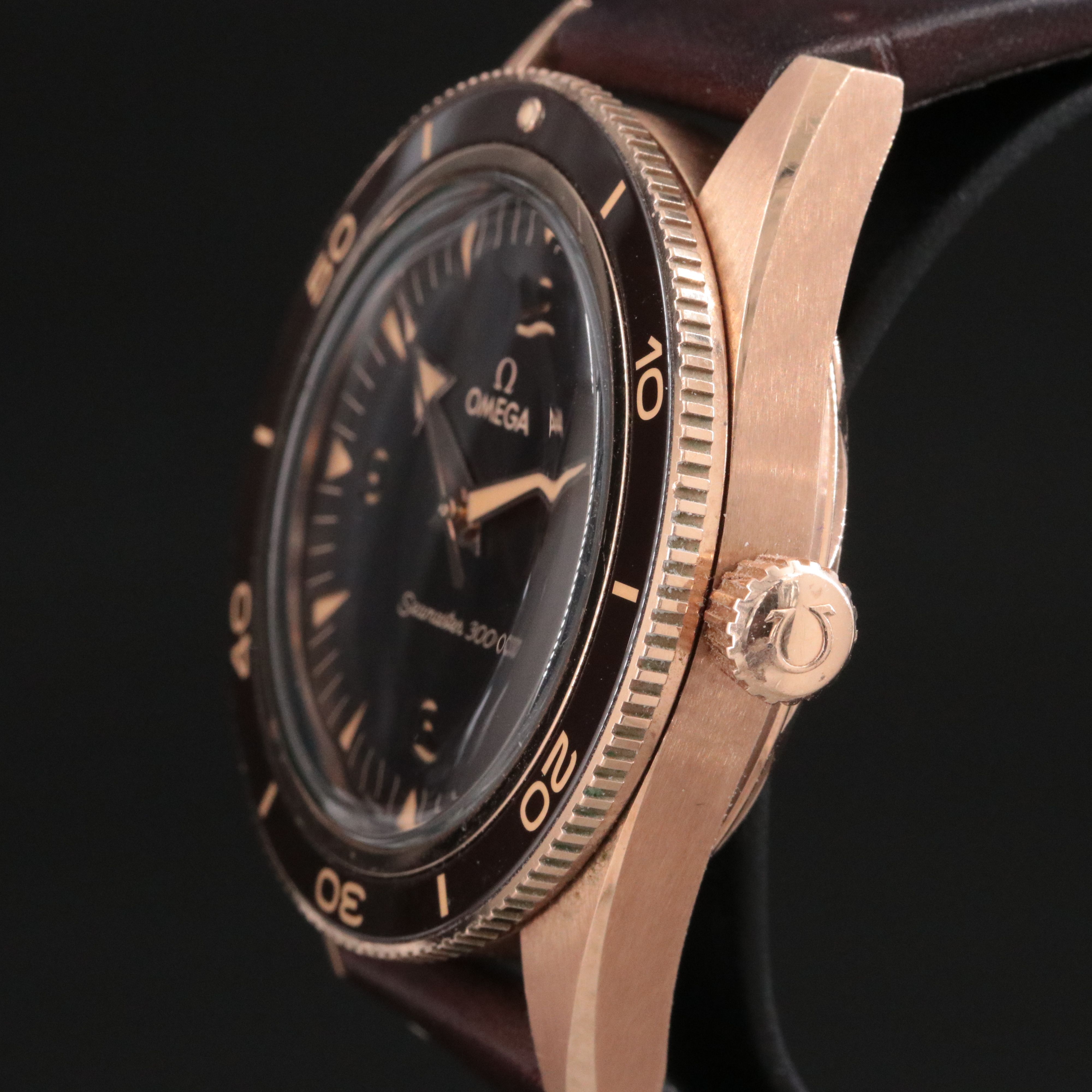 Omega Seamaster 300 Bronze Gold Leather Strap Master Co - Axial Watch