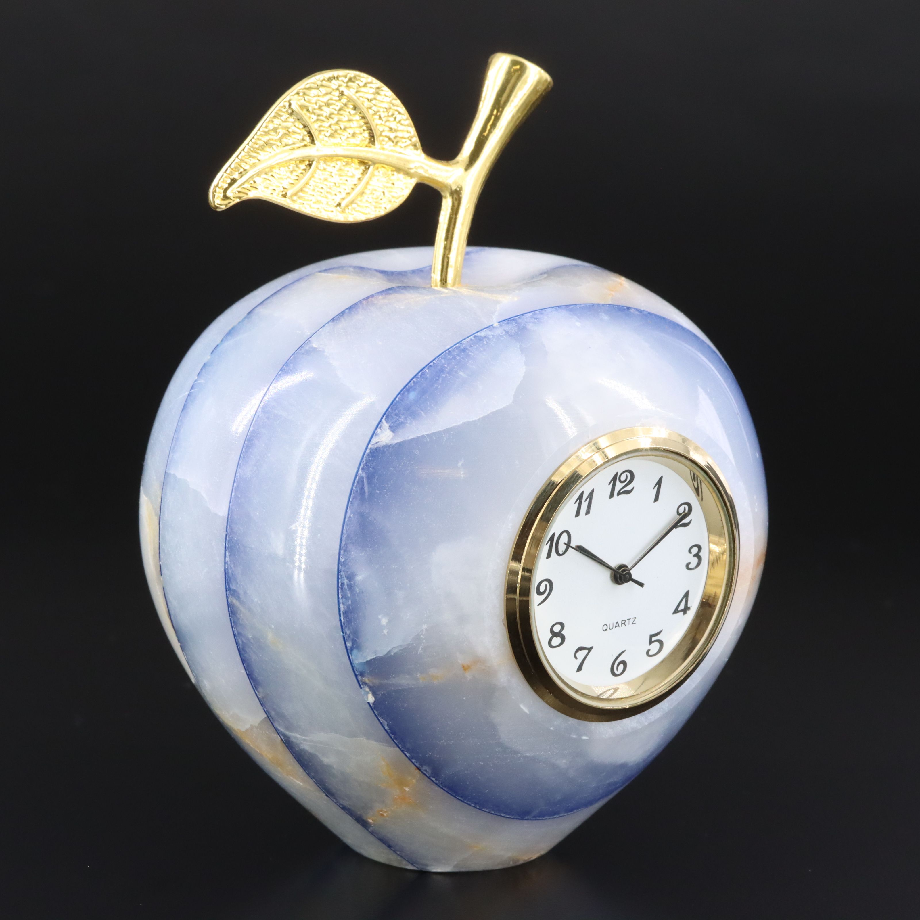 Agate Apple Quartz Desk Clock