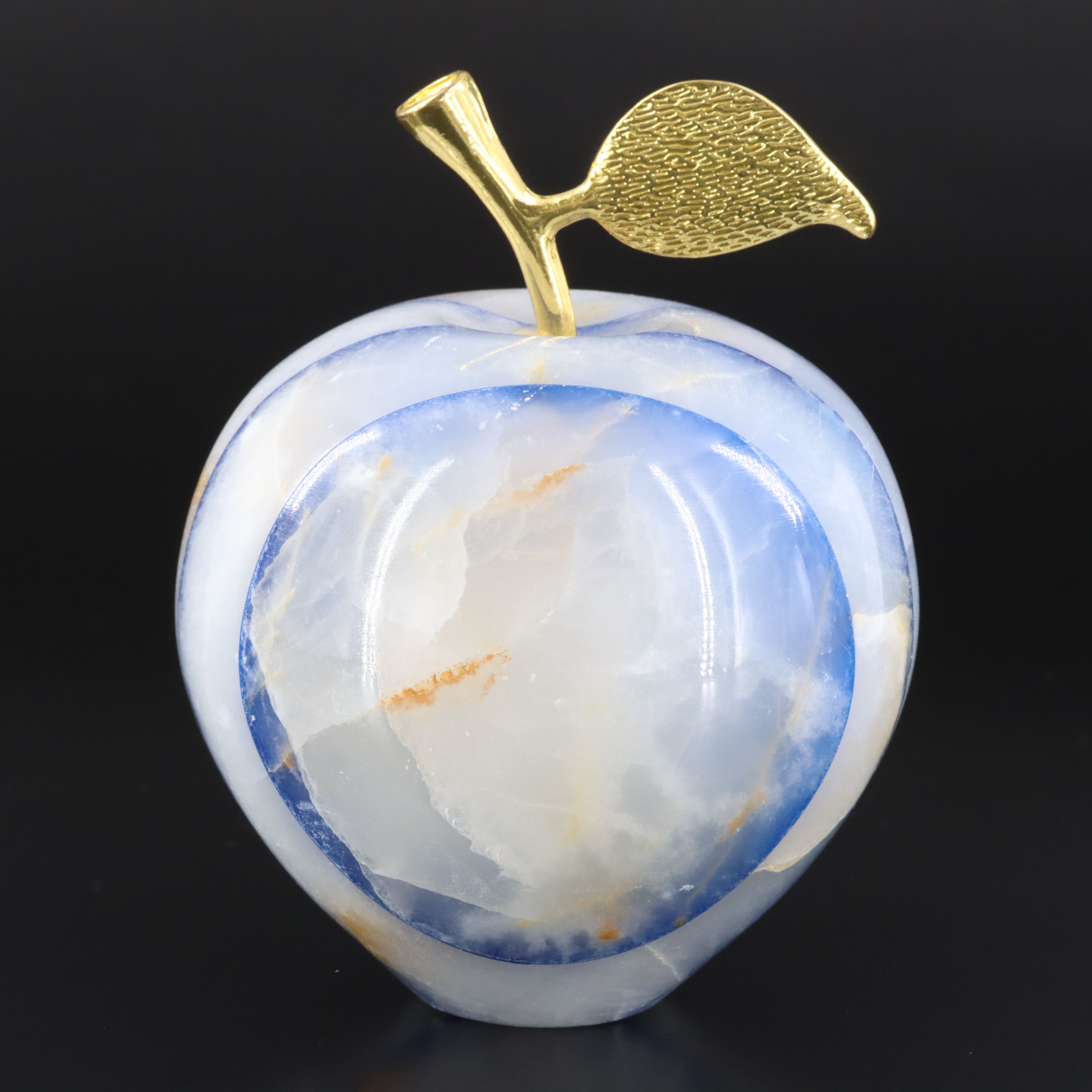 Agate Apple Quartz Desk Clock