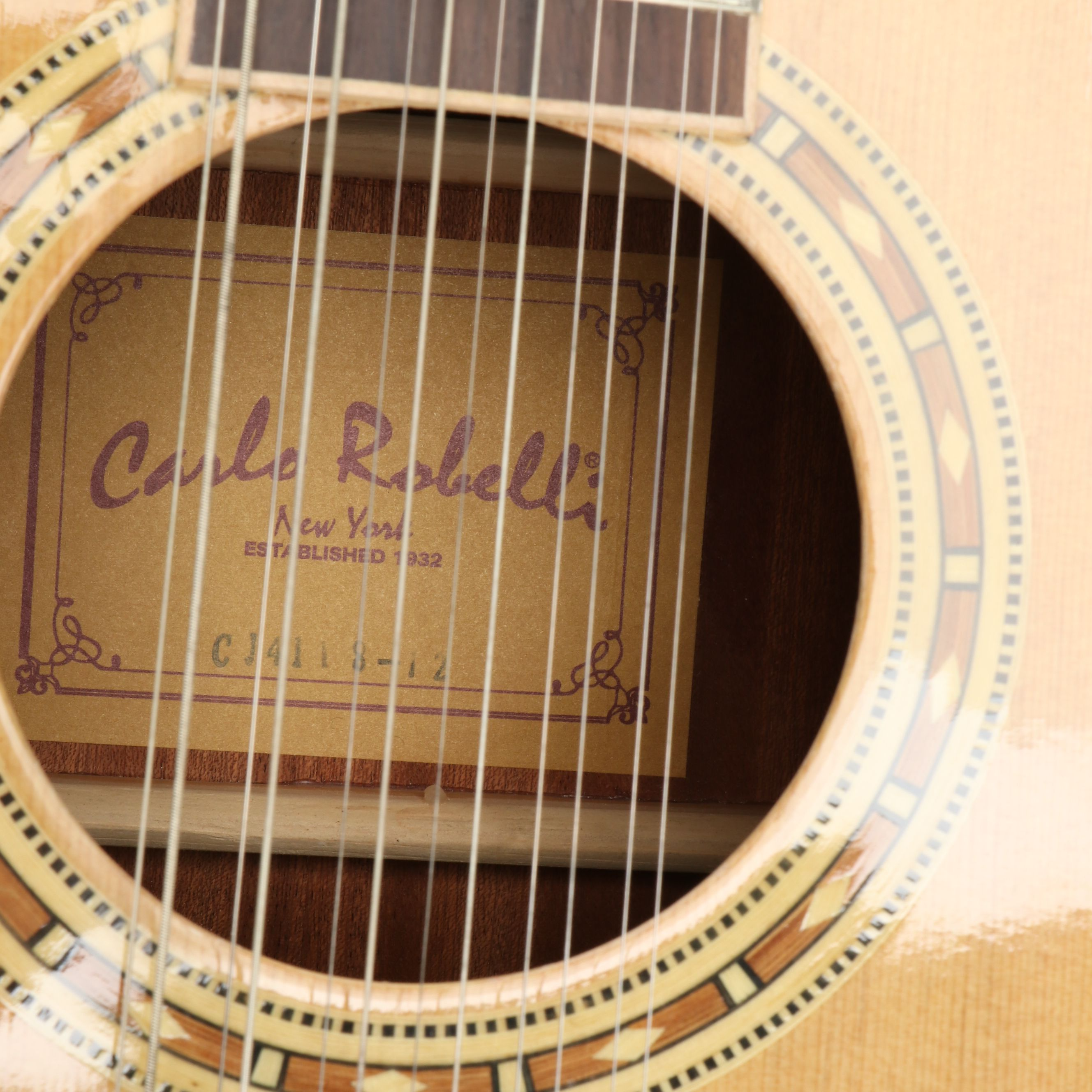 Carlo Robelli 12-String Zebrawood Acoustic Guitar, Mid to Late 20th Century