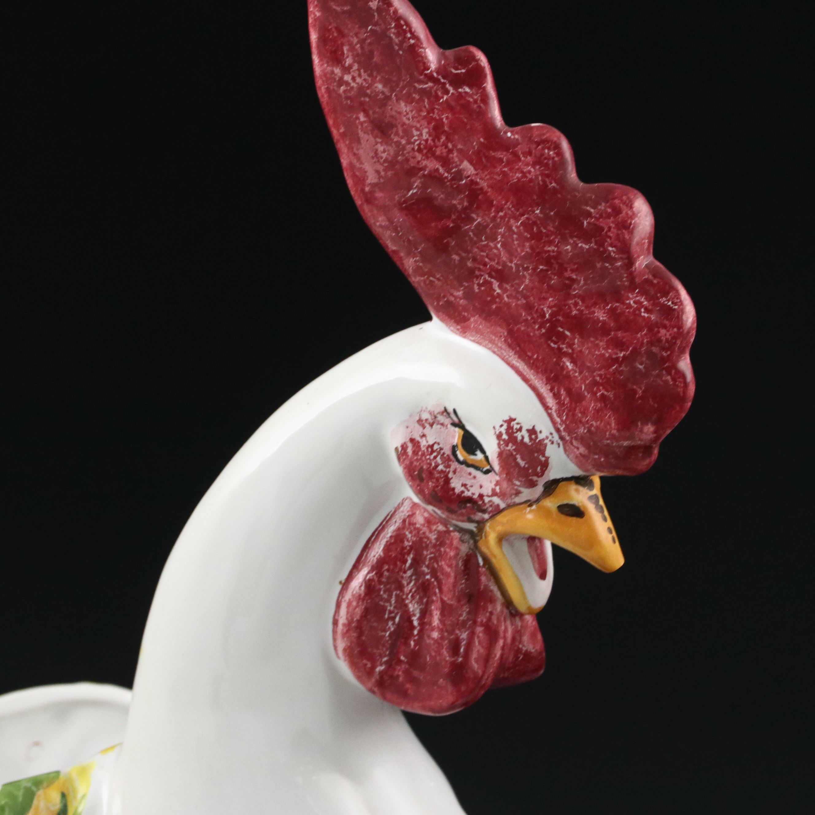 Italian Hand-Painted Polychrome Ceramic Rooster Vase