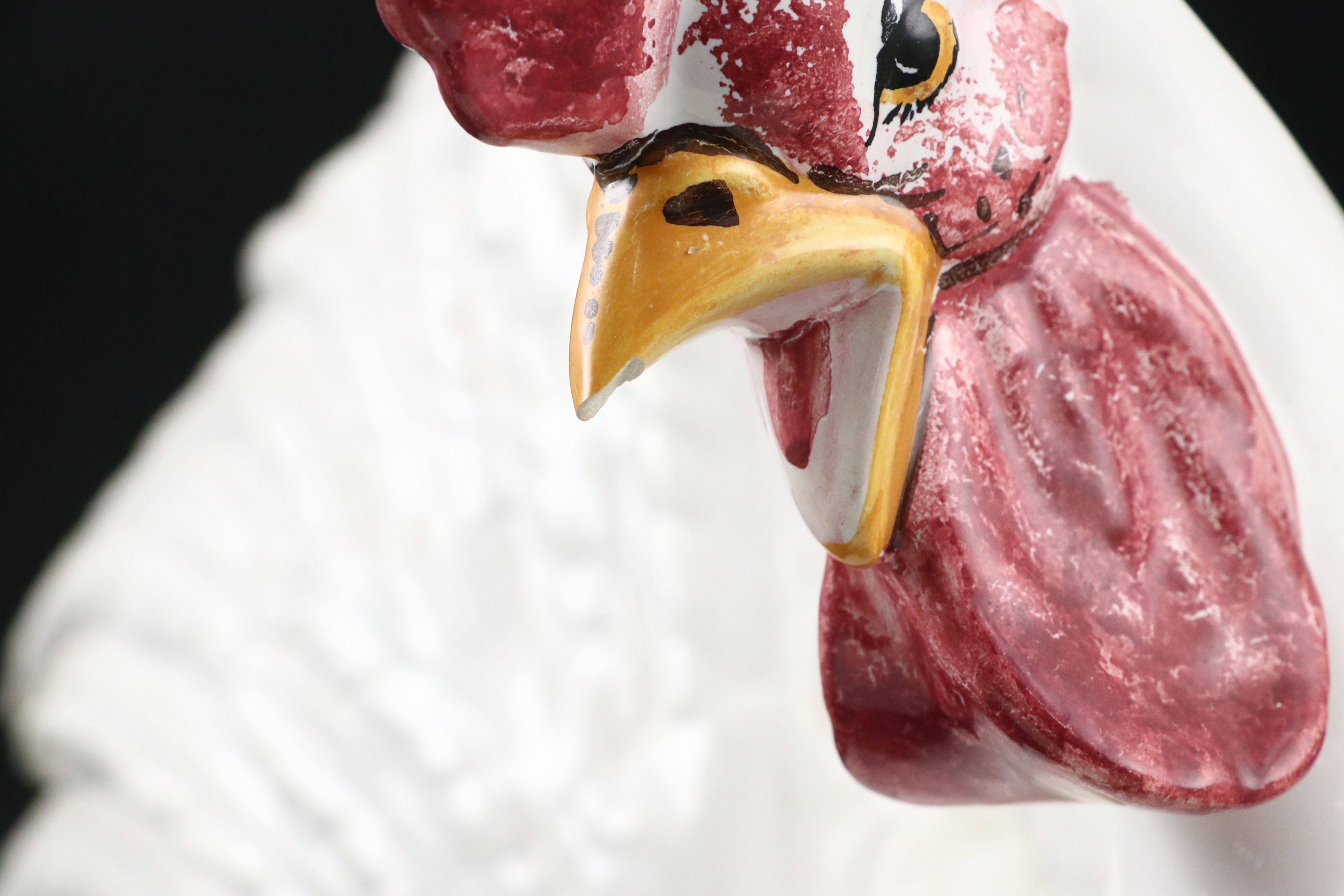 Italian Hand-Painted Polychrome Ceramic Rooster Vase