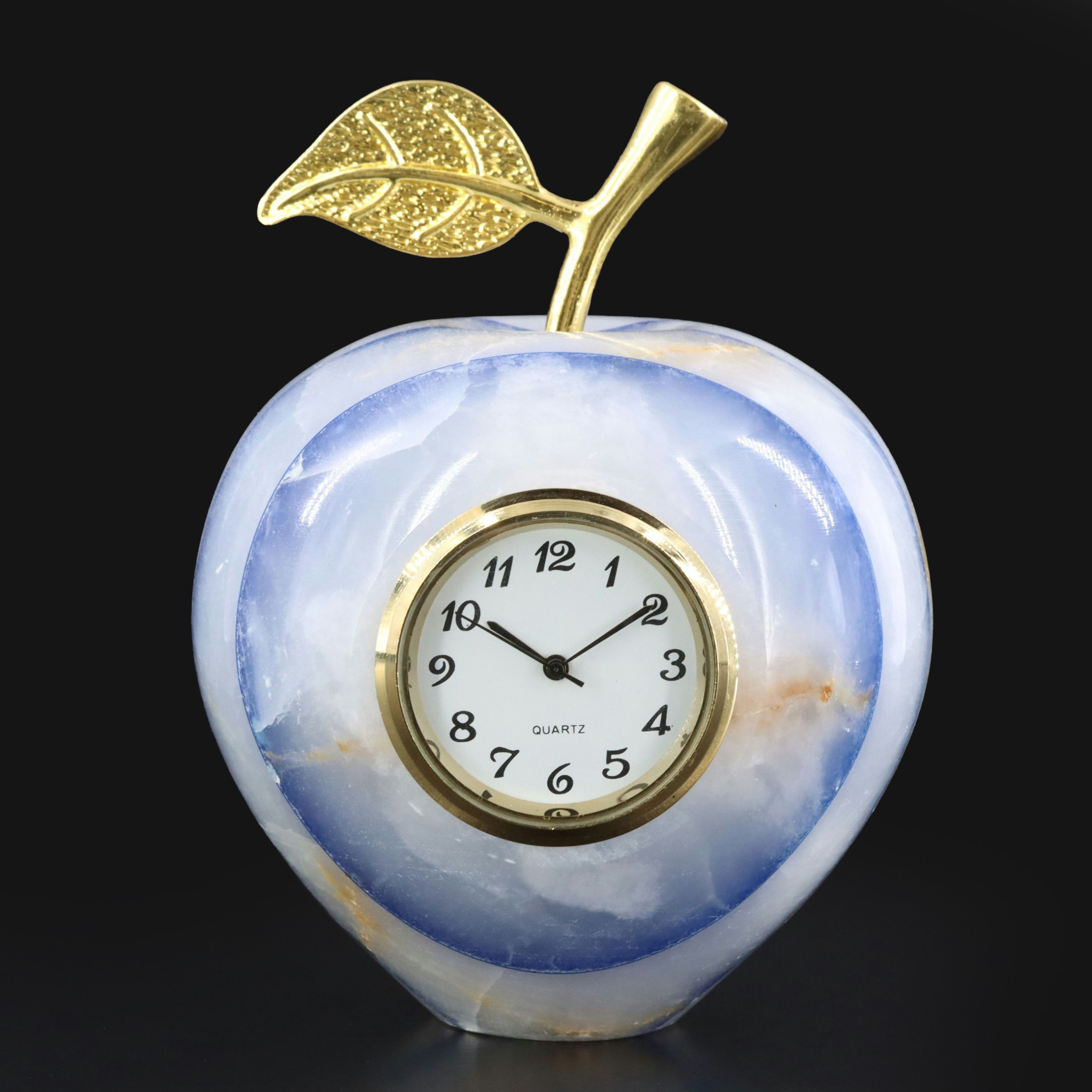 Agate Apple Quartz Desk Clock
