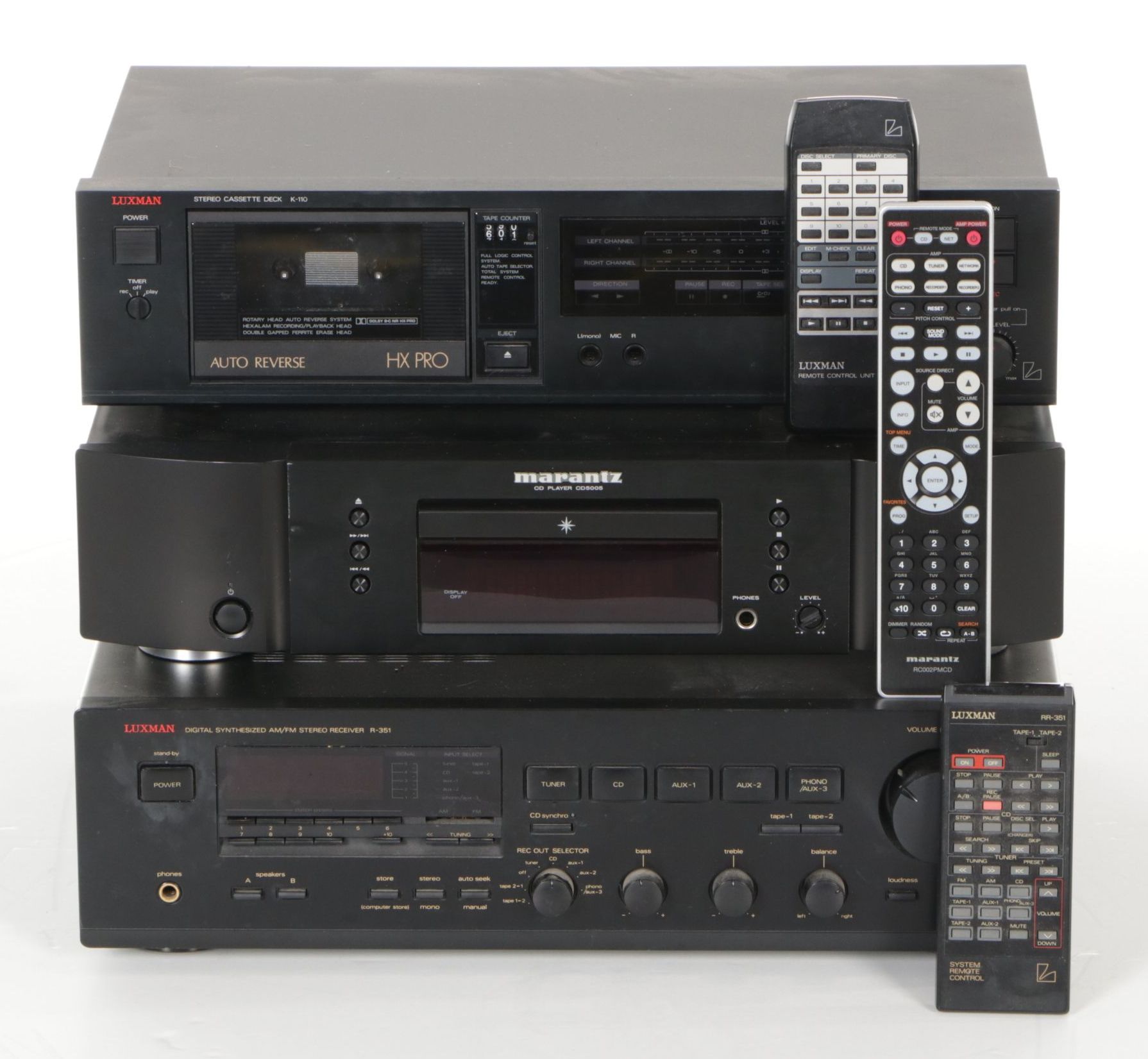 Marantz CD Player CD5005 with Luxman Stereo Cassette Deck K-110 & AM/FM Receiver