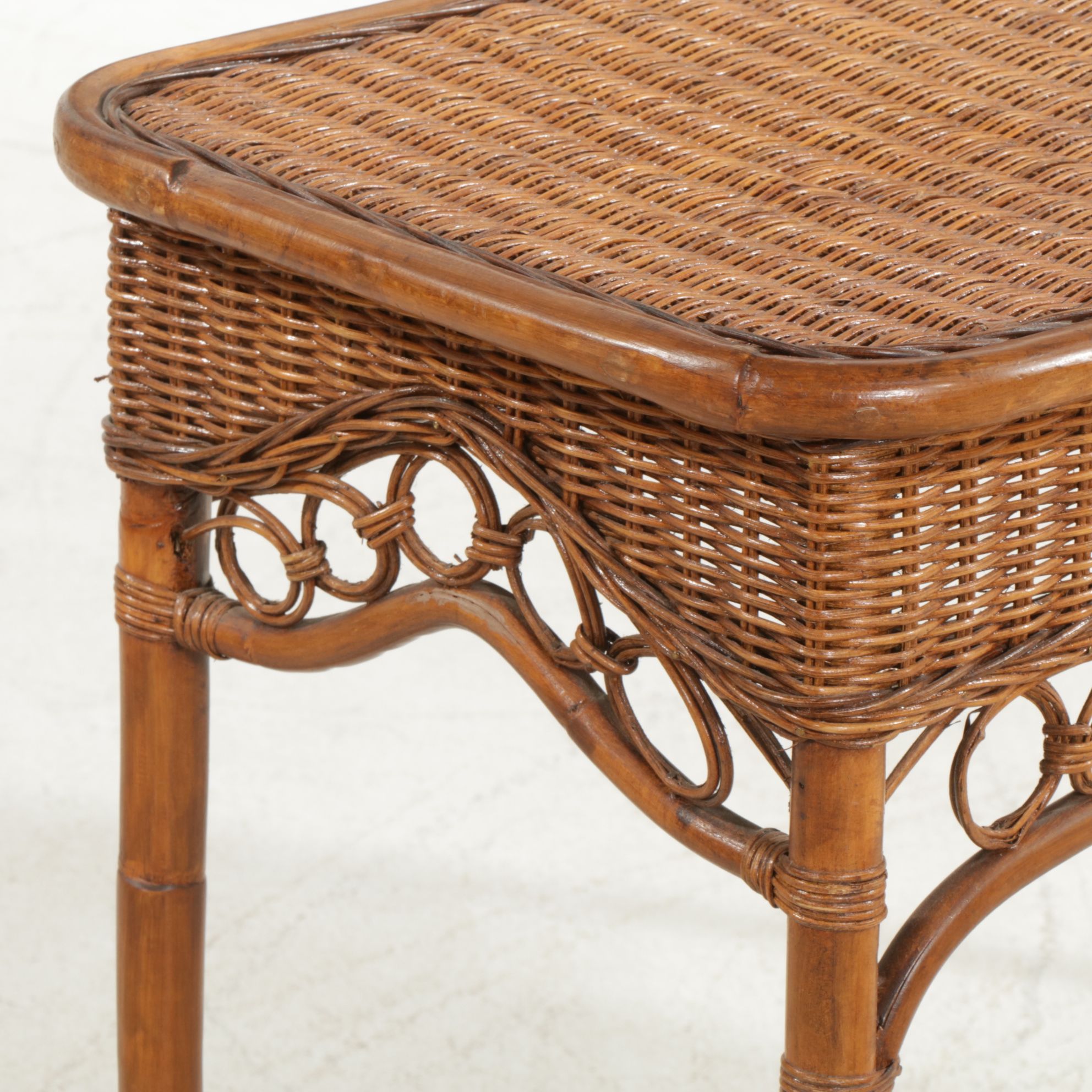 Bent Rattan and Wicker Sofa Table, Late 20th Century